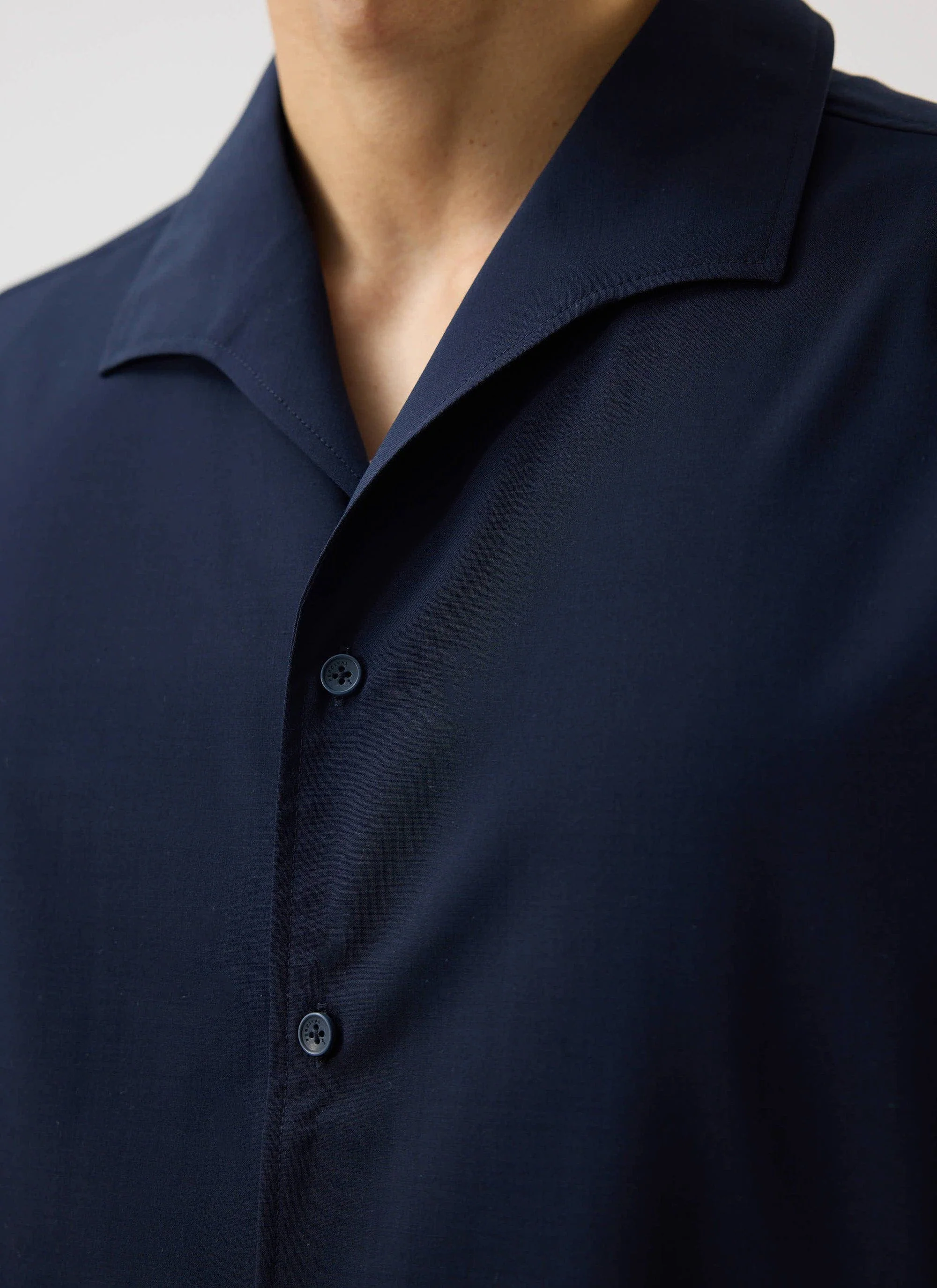 Relaxed Cuban Drape Shirt | Percival x Warren | Navy Blue