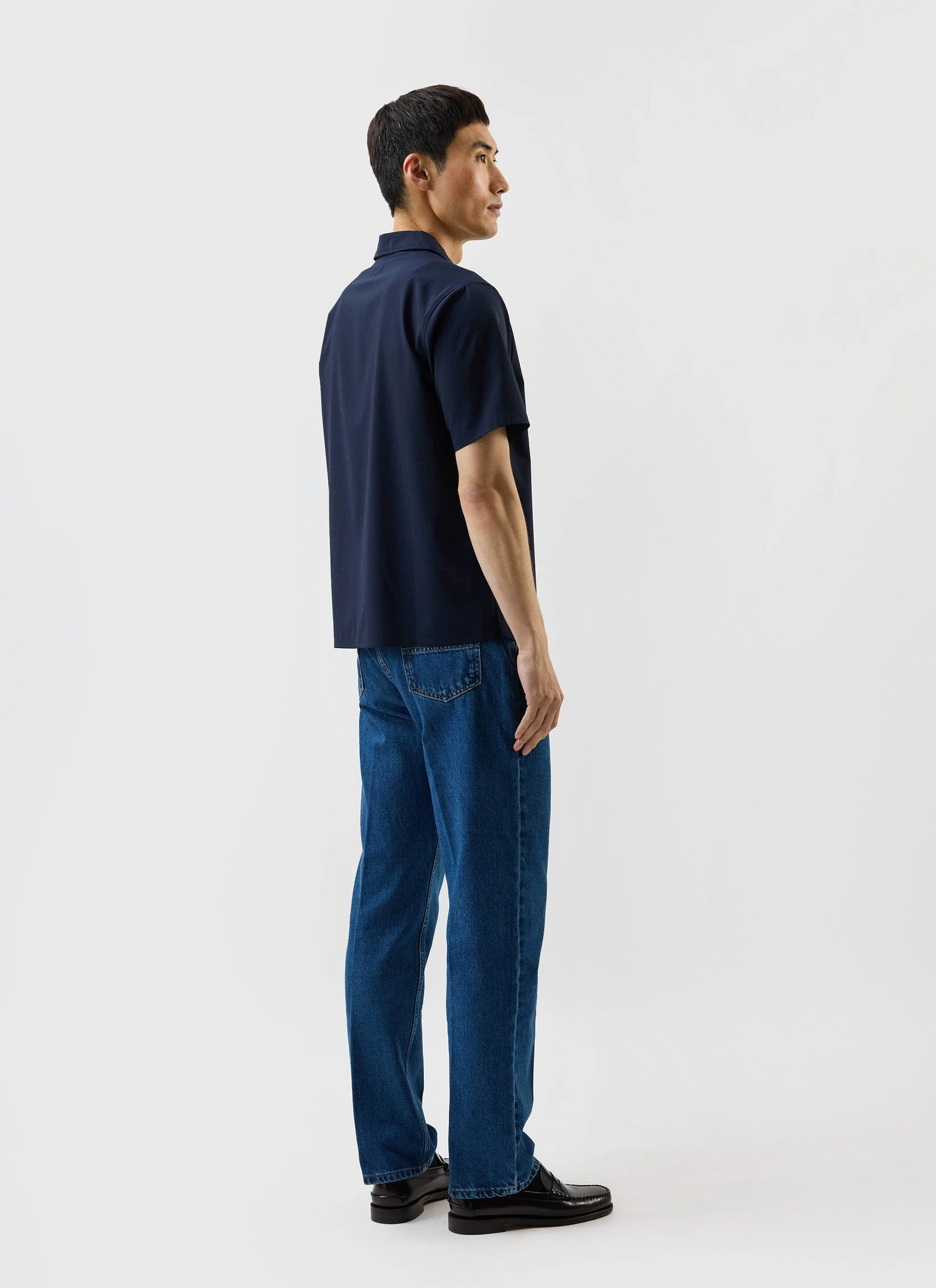 Relaxed Cuban Drape Shirt | Percival x Warren | Navy Blue