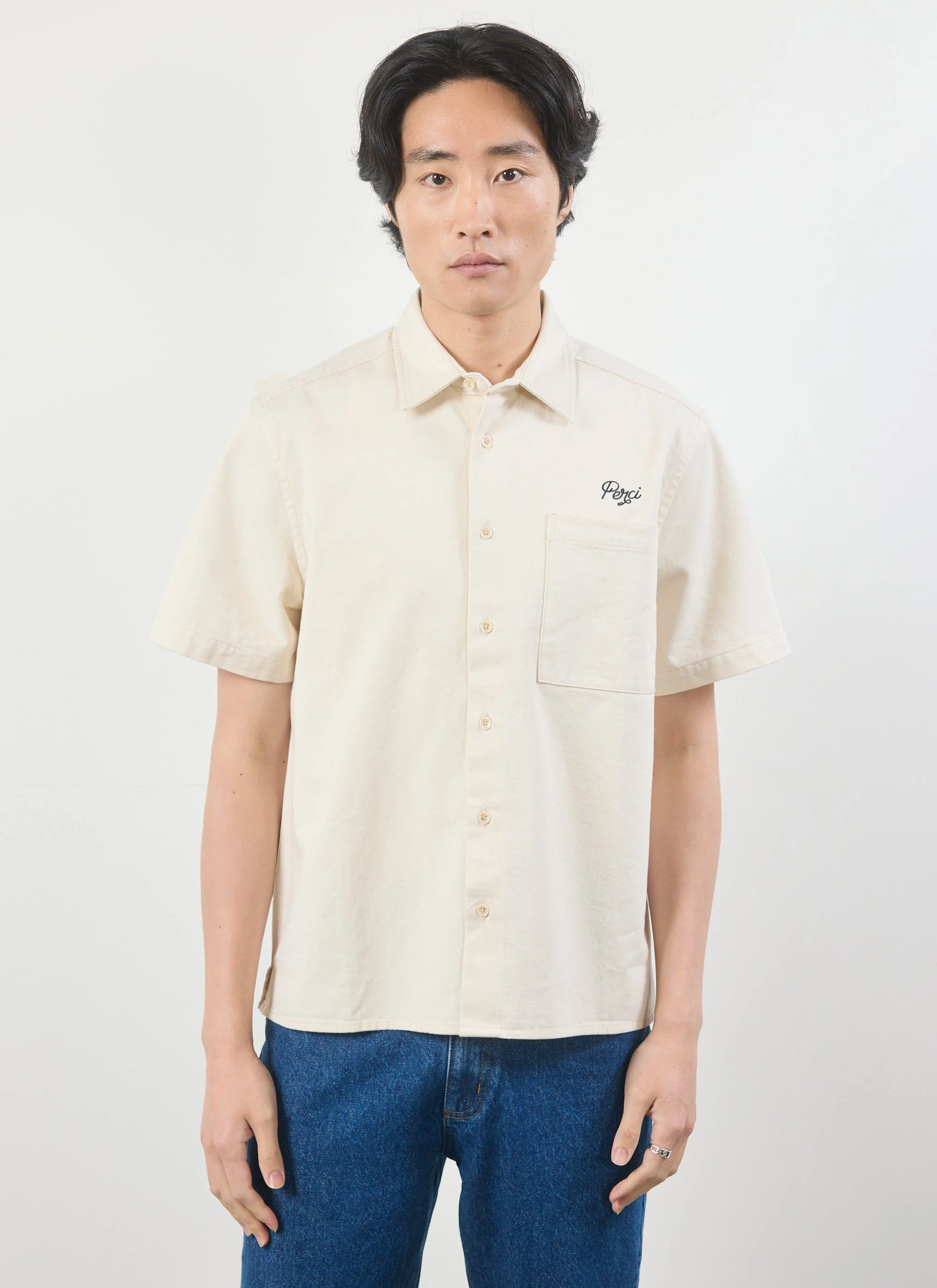 Olive Embroidered Cropped Shirt | White