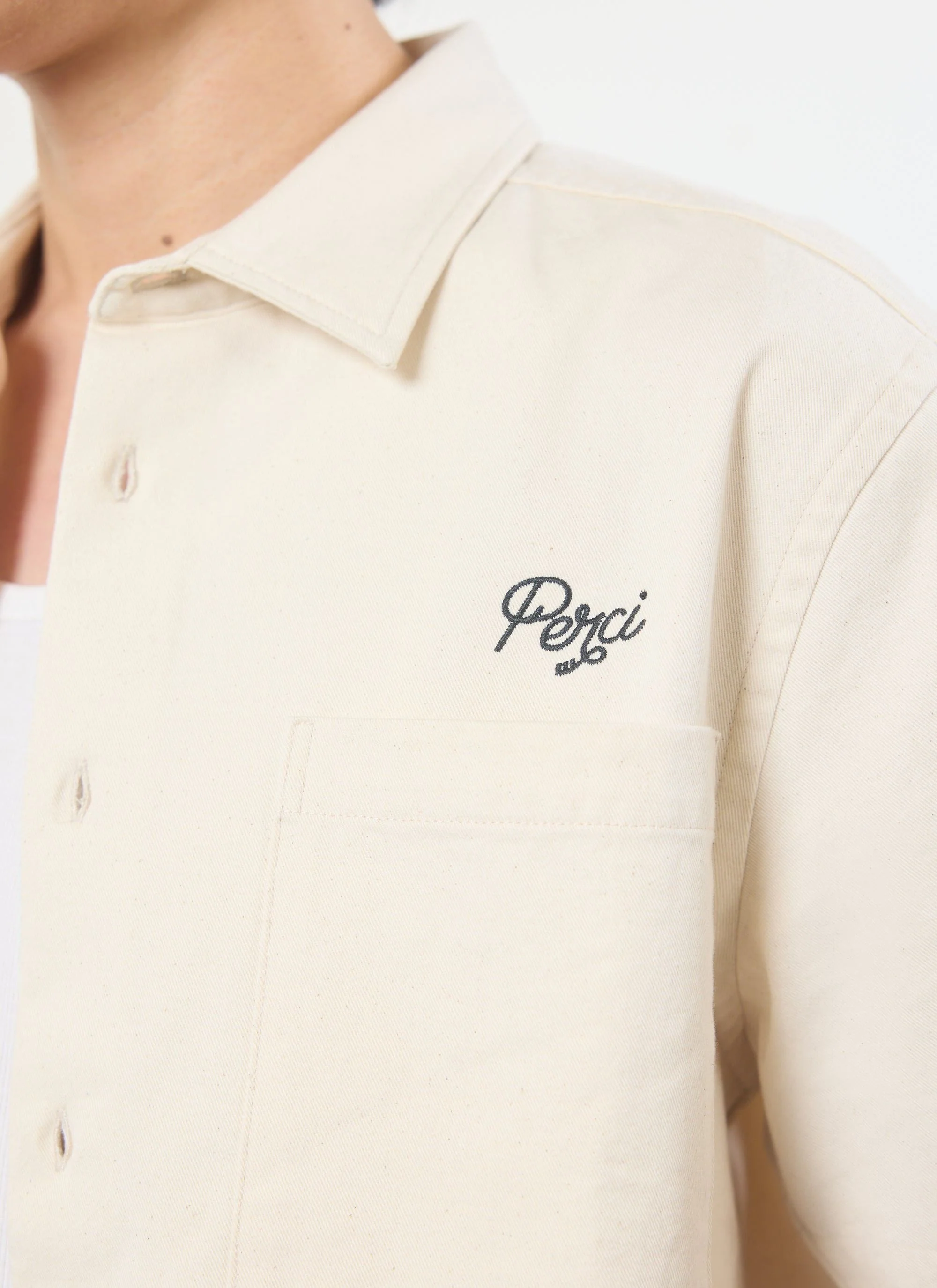 Olive Embroidered Cropped Shirt | White