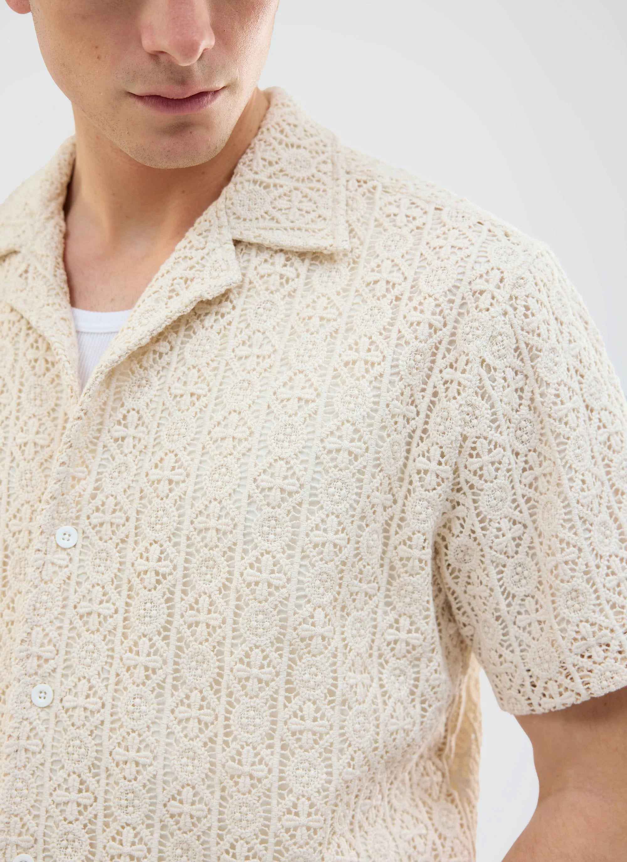 4702-elio-crochet-cuban-shirt-cream-5.webp Elio Crochet Cuban Shirt | Cream