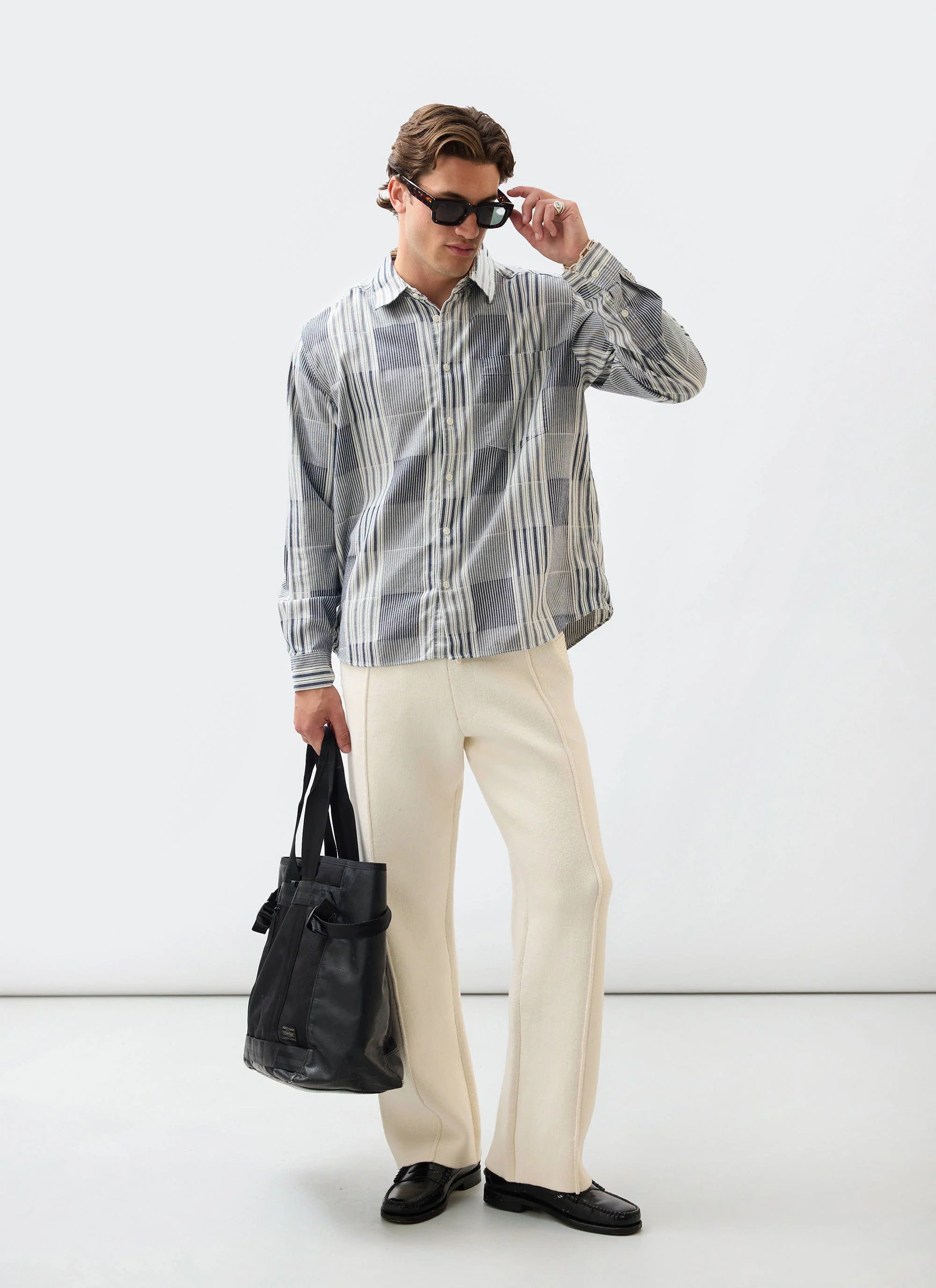 Chronicle Knitted Straight Leg Trackpants | Cotton | Cream