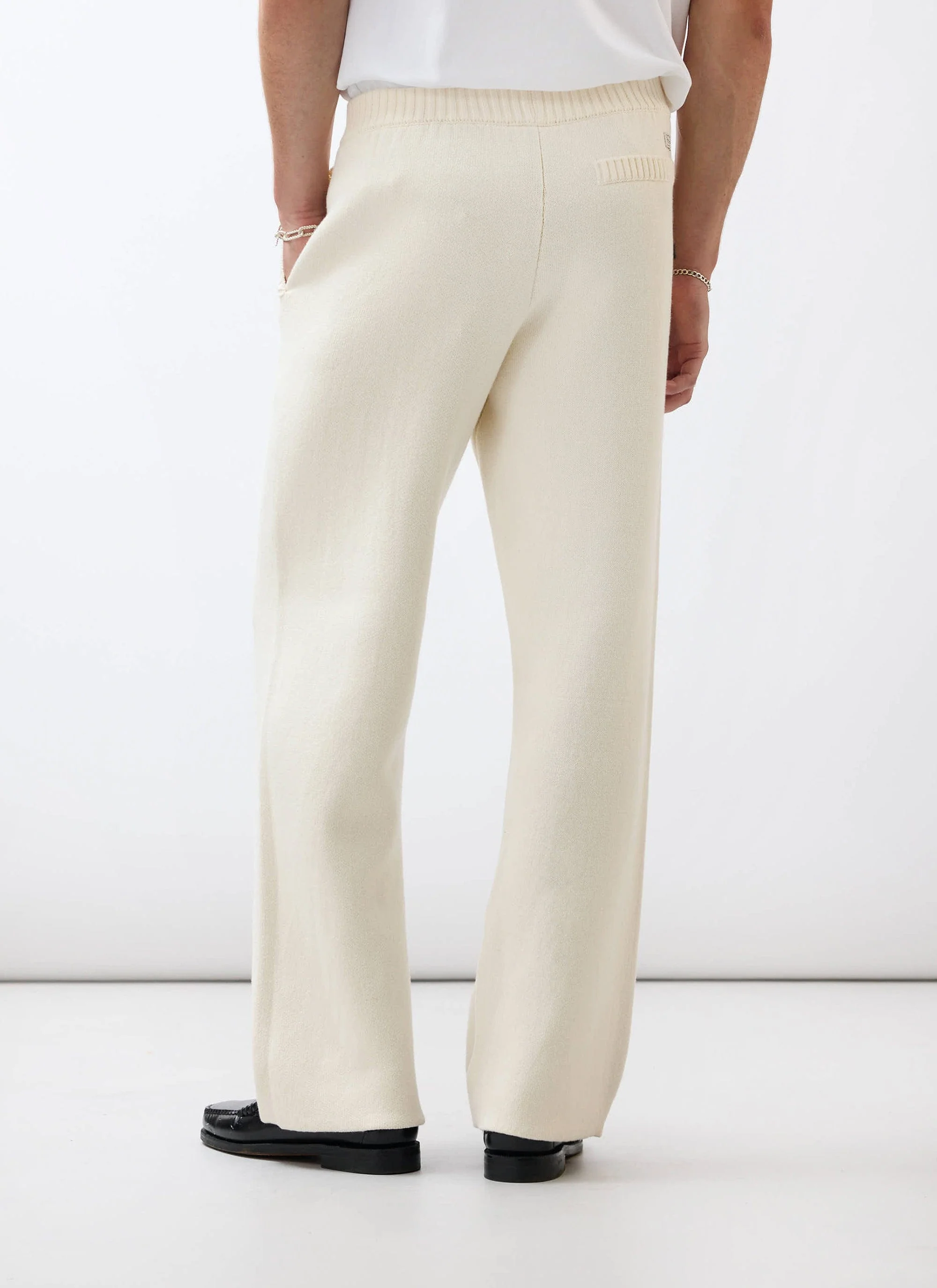 Chronicle Knitted Straight Leg Trackpants | Cotton | Cream