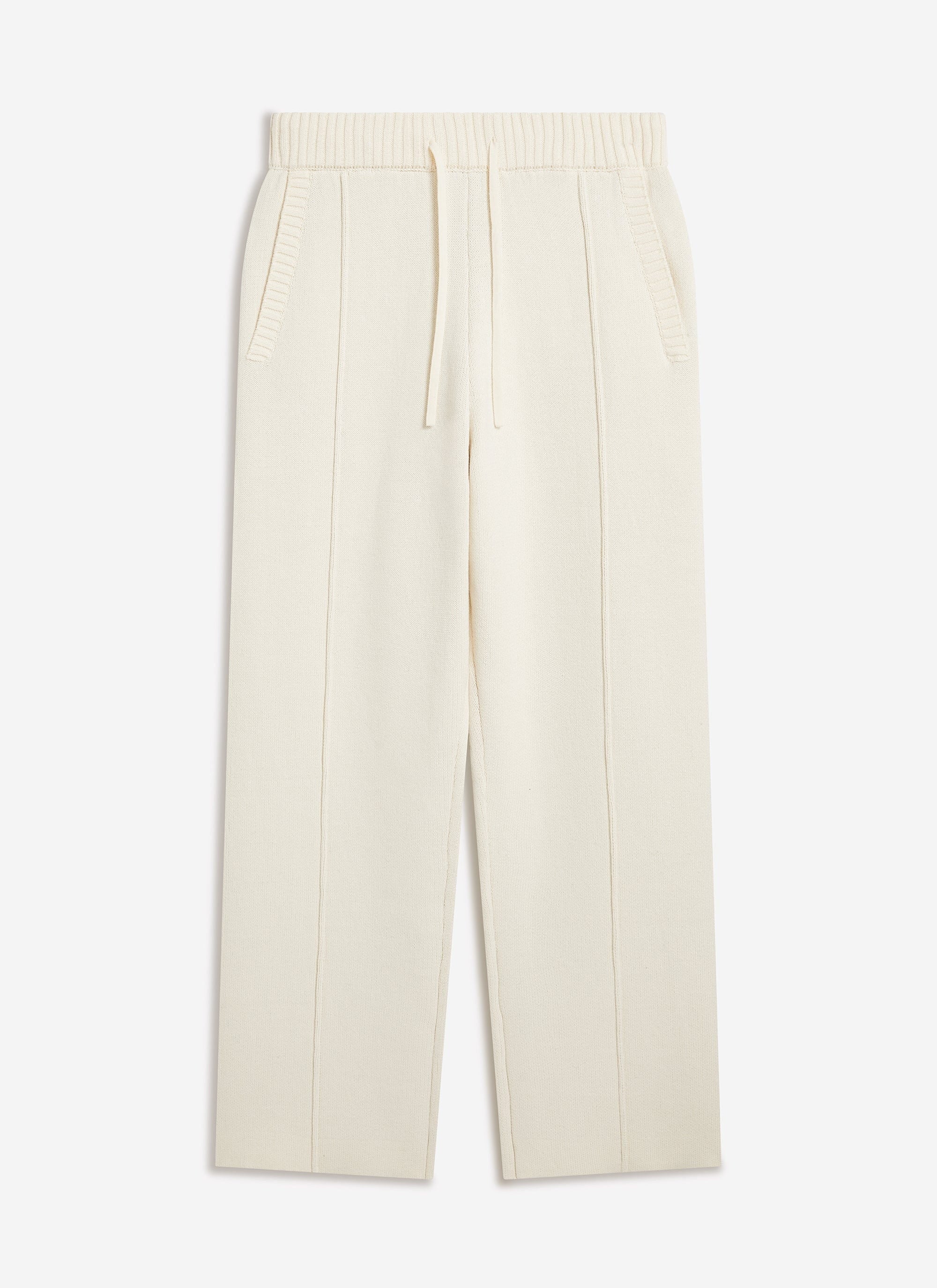 Chronicle Knitted Straight Leg Trackpants | Cotton | Cream