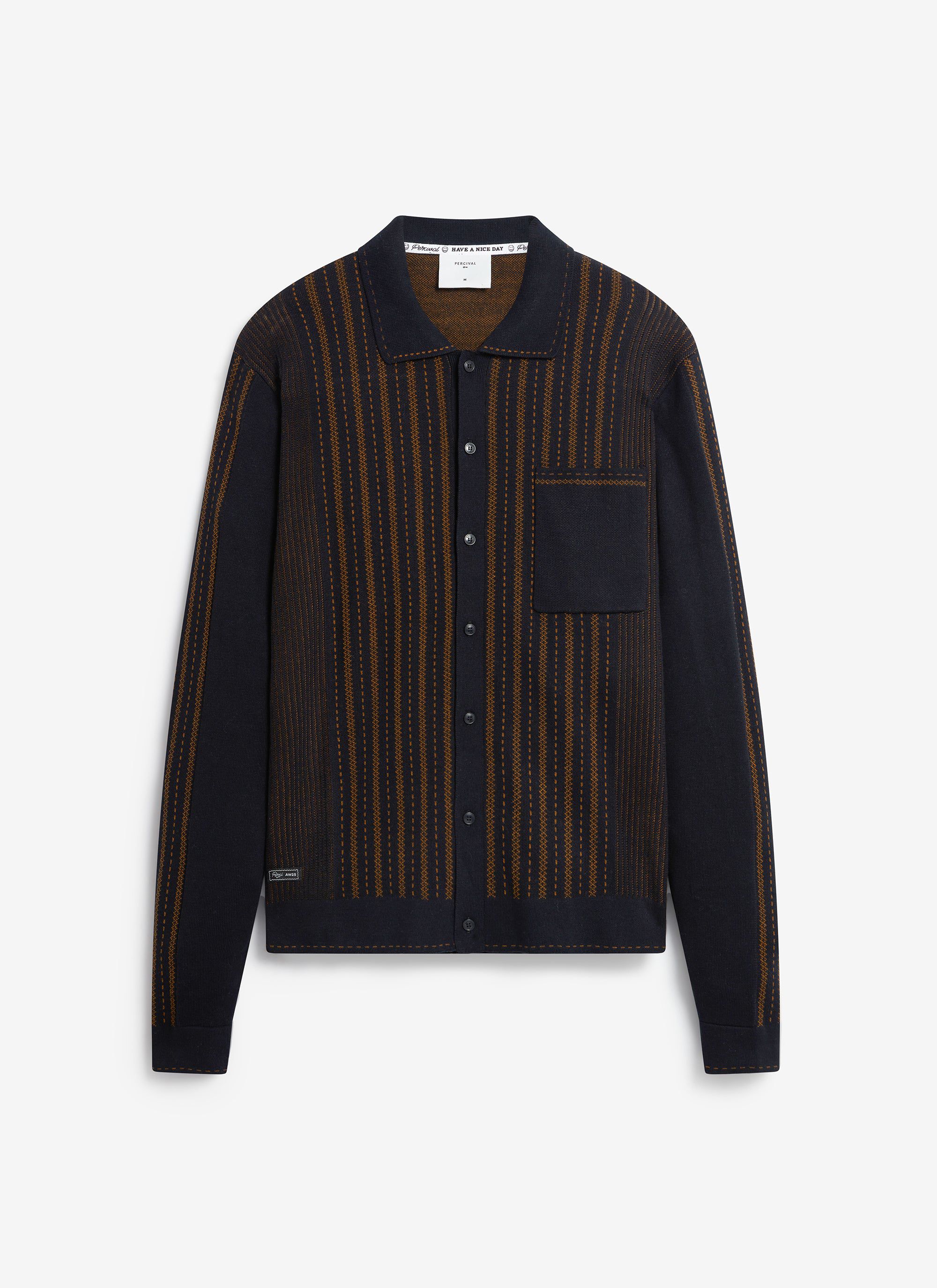 4730-appendix-long-sleeve-knitted-shirt-cotton-black-with-brown-9.jpg Appendix Long Sleeve Knitted Shirt | Cotton | Black with Brown