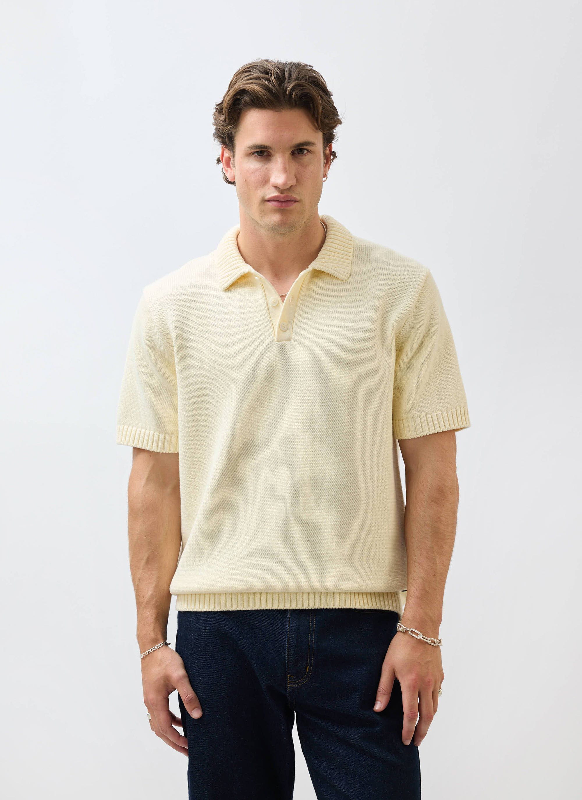 4806-verso-short-sleeve-knitted-shirt-cotton-cream-1.jpg Verso Short Sleeve Knitted Shirt | Cotton | Cream