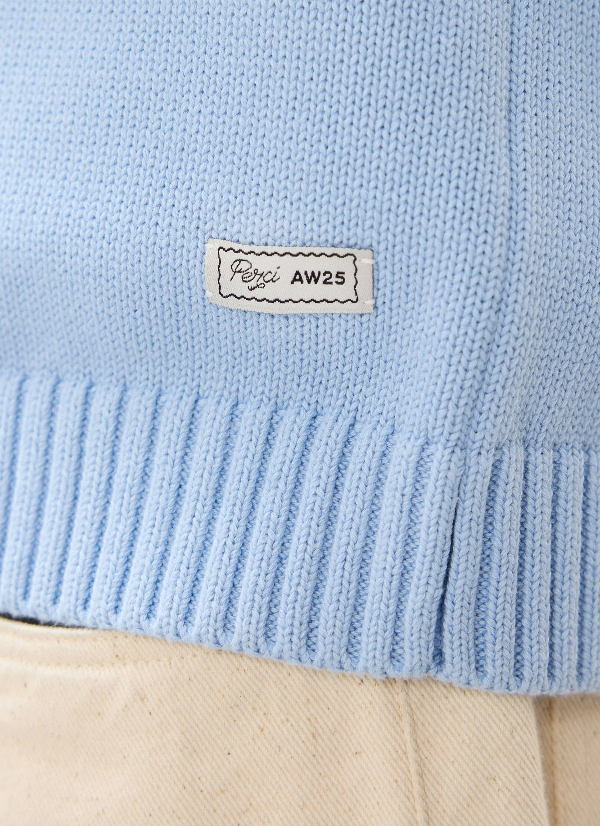 Verso Short Sleeve Knitted Shirt | Cotton | Heather Blue