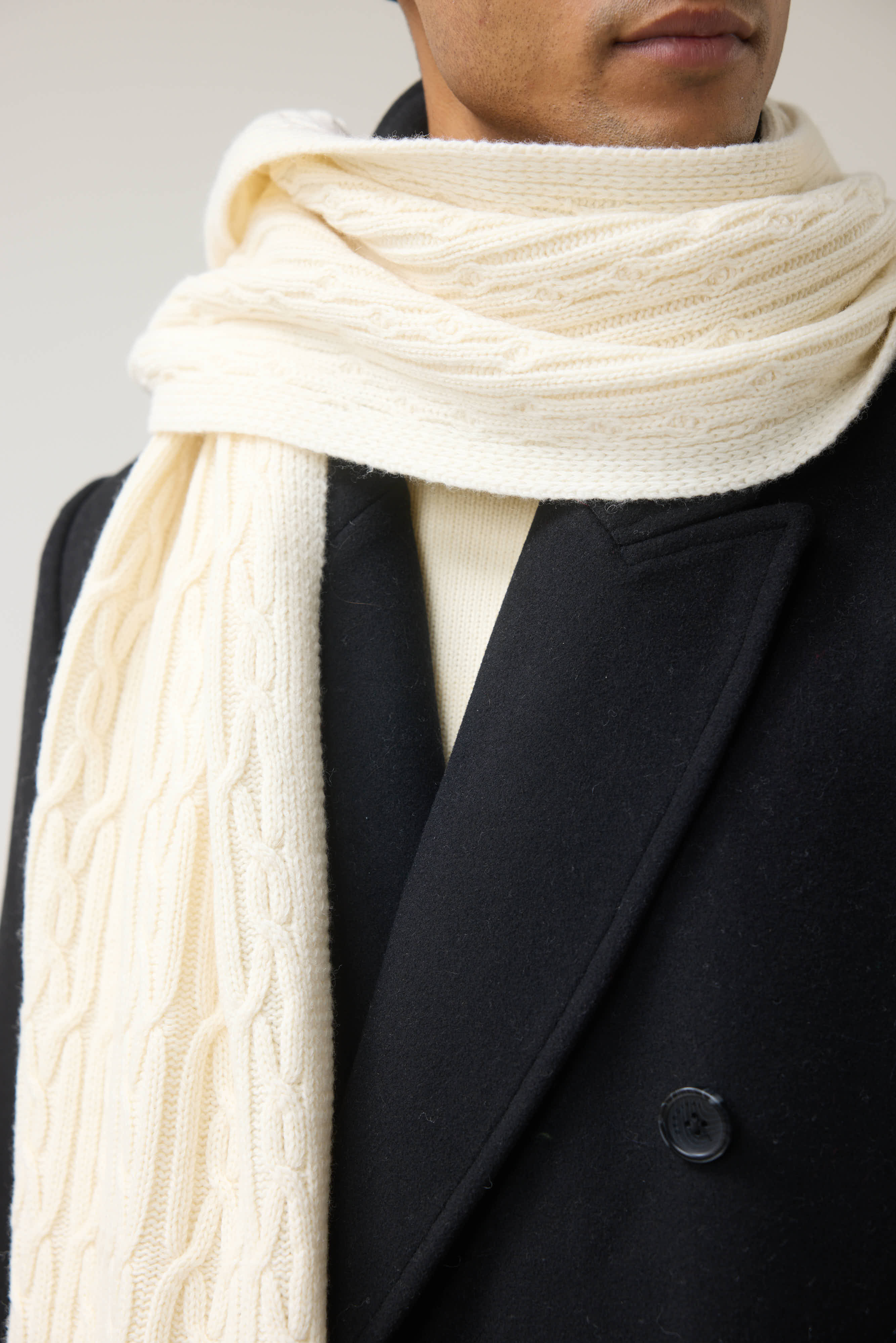 Melville Cable Knited Scarf | Wool | Cream