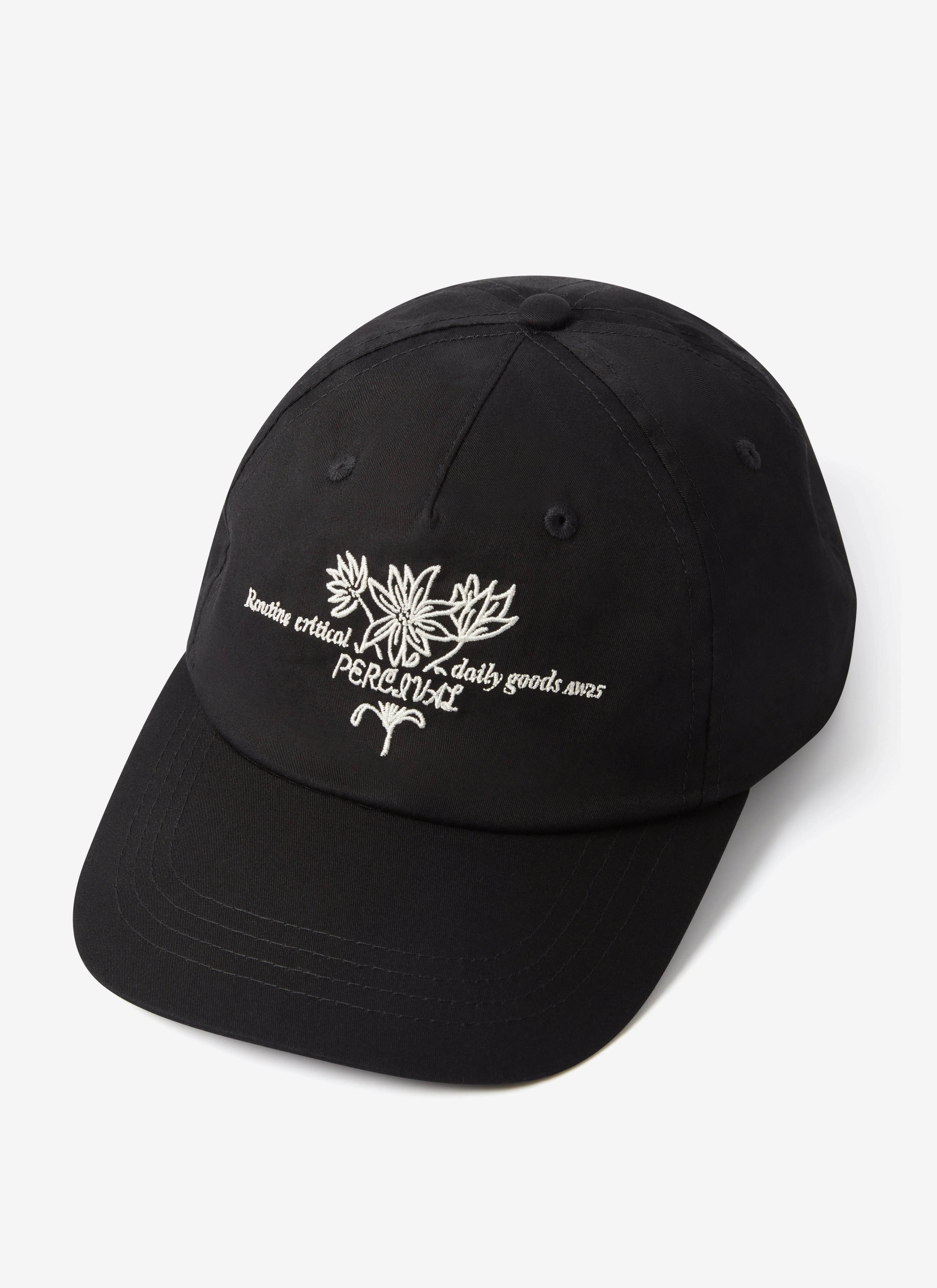4891-floral-embroidered-trucker-cap-cotton-black-1.webp Floral Embroidered Trucker Cap | Cotton | Black