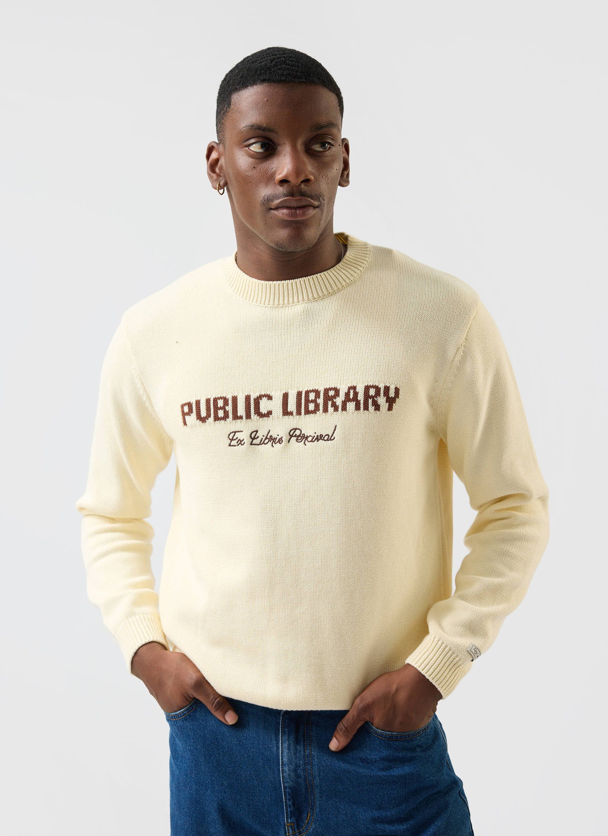 4971-public-library-knitted-crew-neck-jumper-wool-ecru-cream-1.jpg Public Library Knitted Crew Neck Jumper | Wool | Ecru Cream