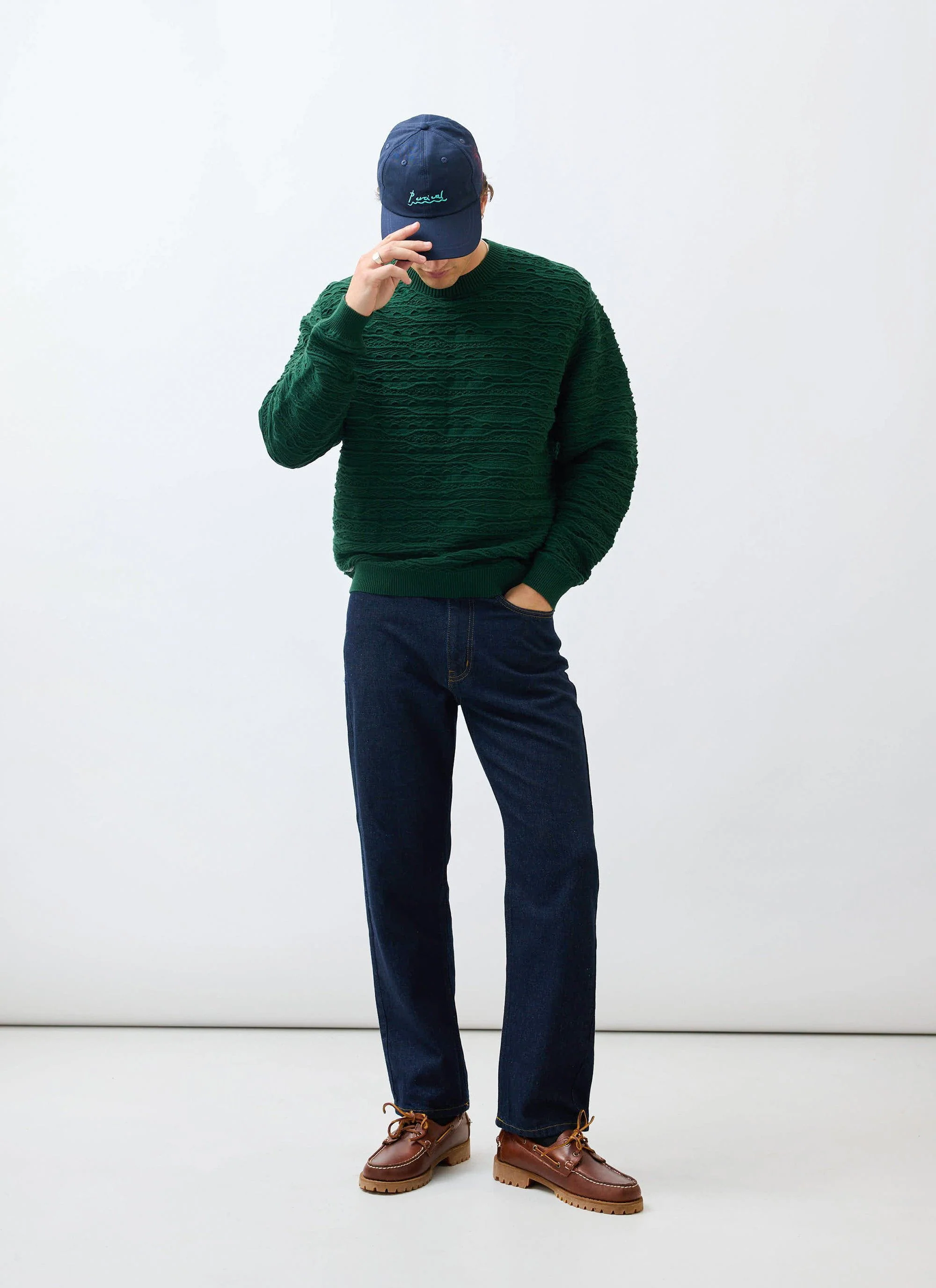 4978-tales-knitted-crew-neck-jumper-cotton-forest-2.webp Tales Knitted Crew Neck Jumper | Cotton | Forest