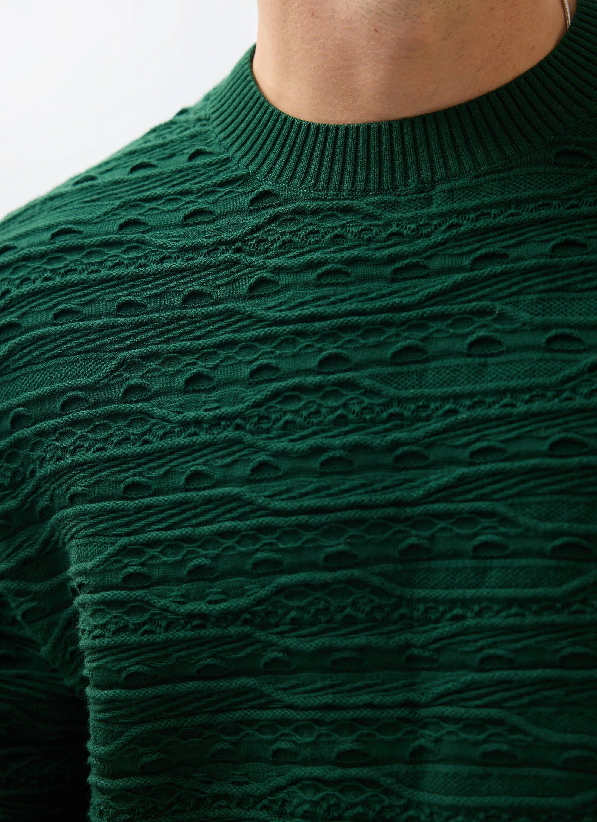 4978-tales-knitted-crew-neck-jumper-cotton-forest-4.webp Tales Knitted Crew Neck Jumper | Cotton | Forest