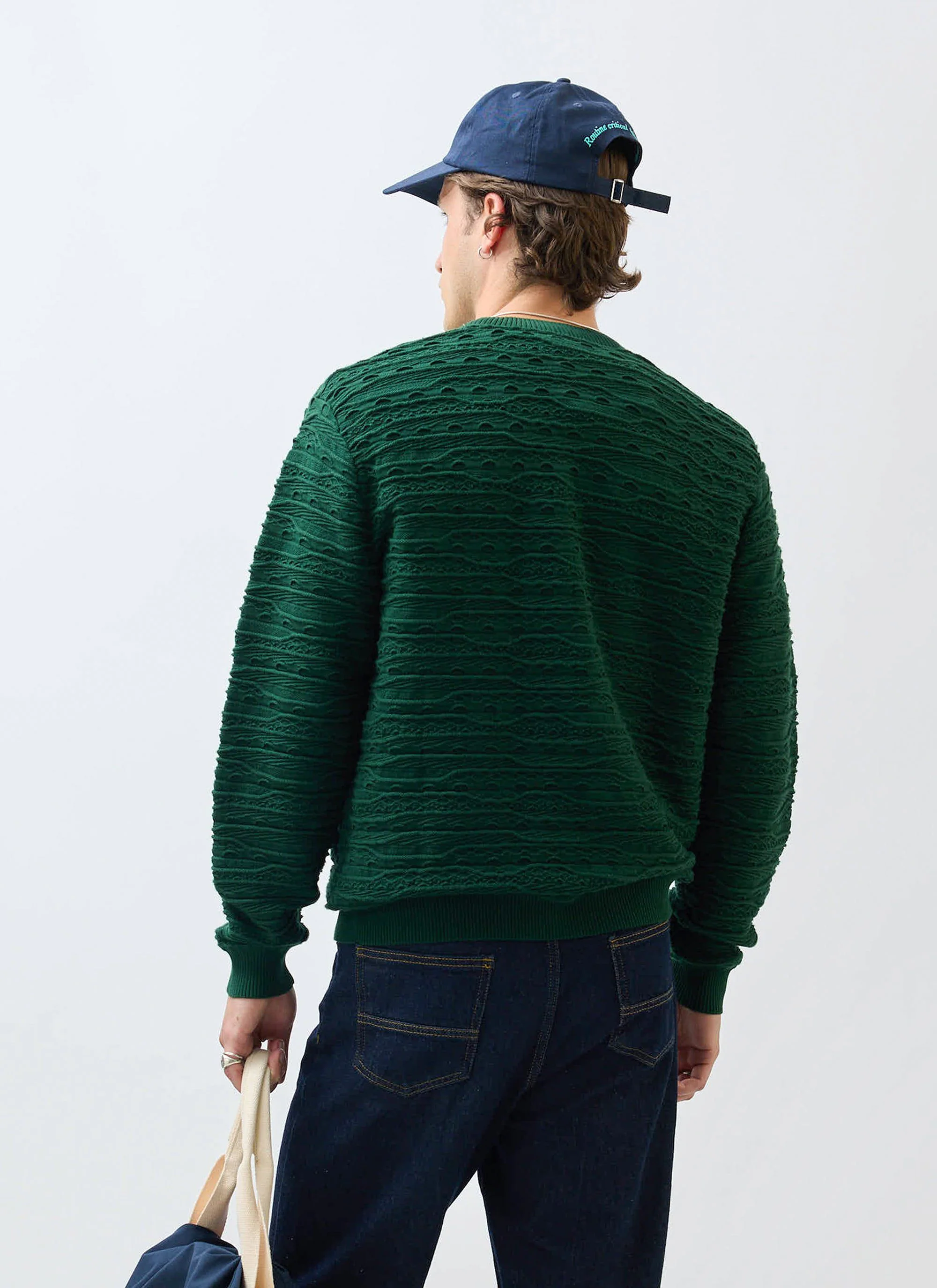 4978-tales-knitted-crew-neck-jumper-cotton-forest-6.webp Tales Knitted Crew Neck Jumper | Cotton | Forest