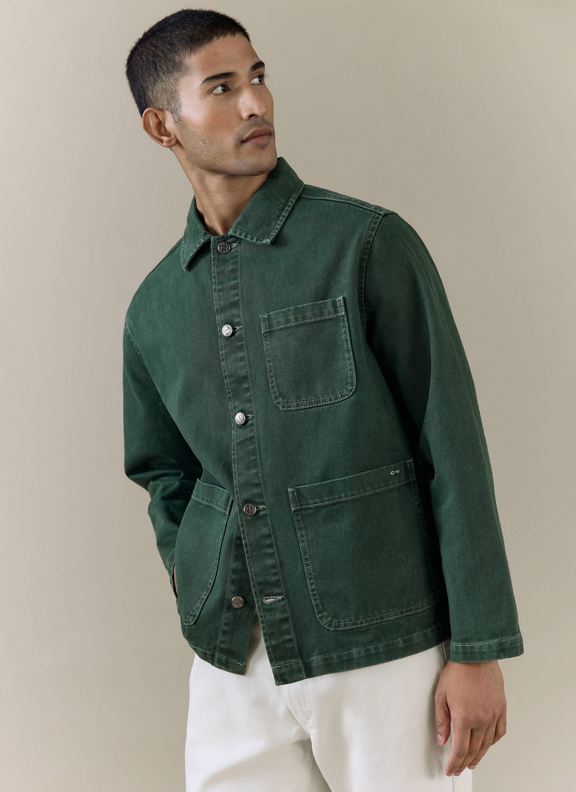 Vintage Wash Oliver Chore Jacket | Cotton Canvas | Forest