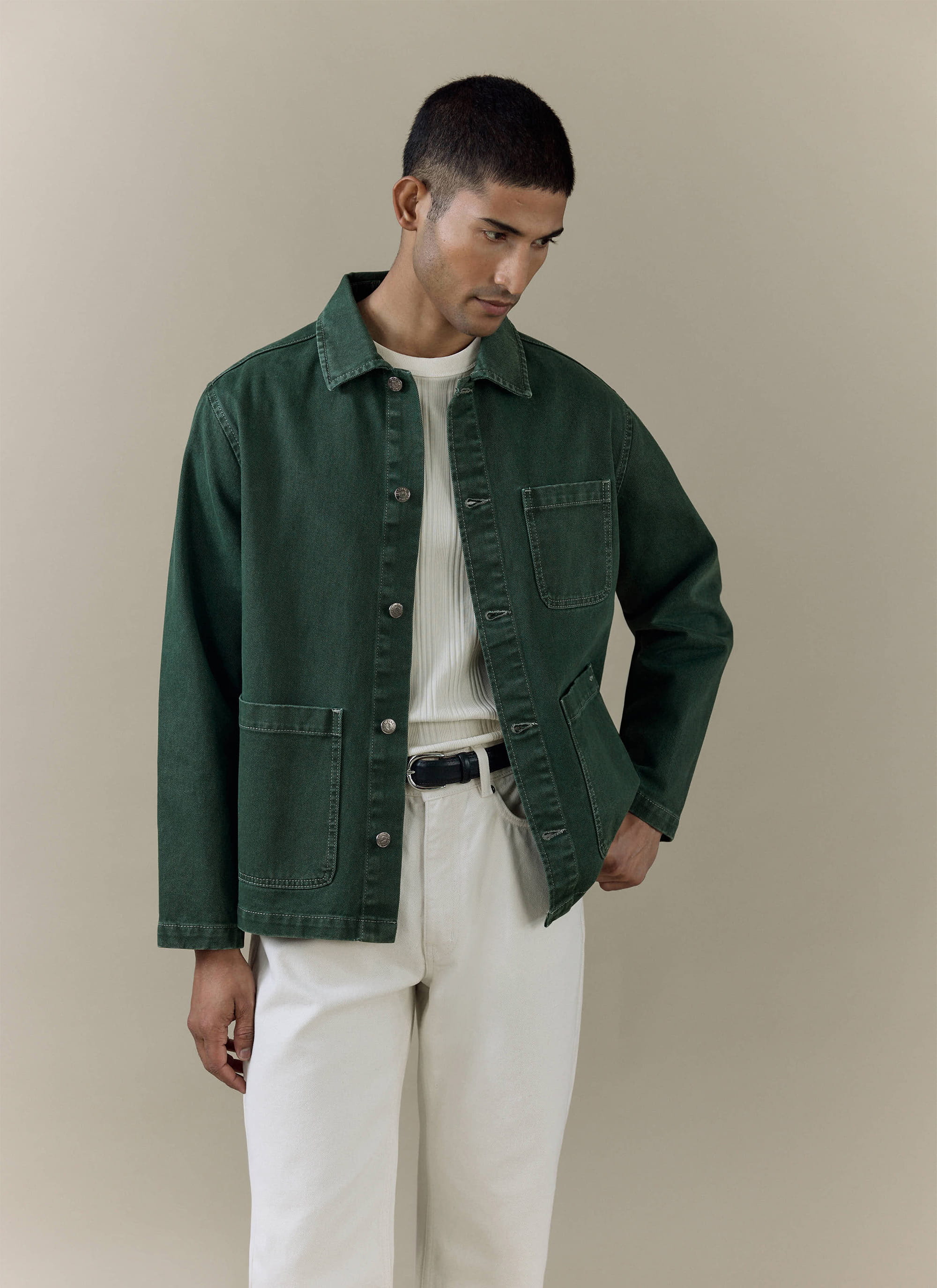 Vintage Wash Oliver Chore Jacket | Cotton Canvas | Forest