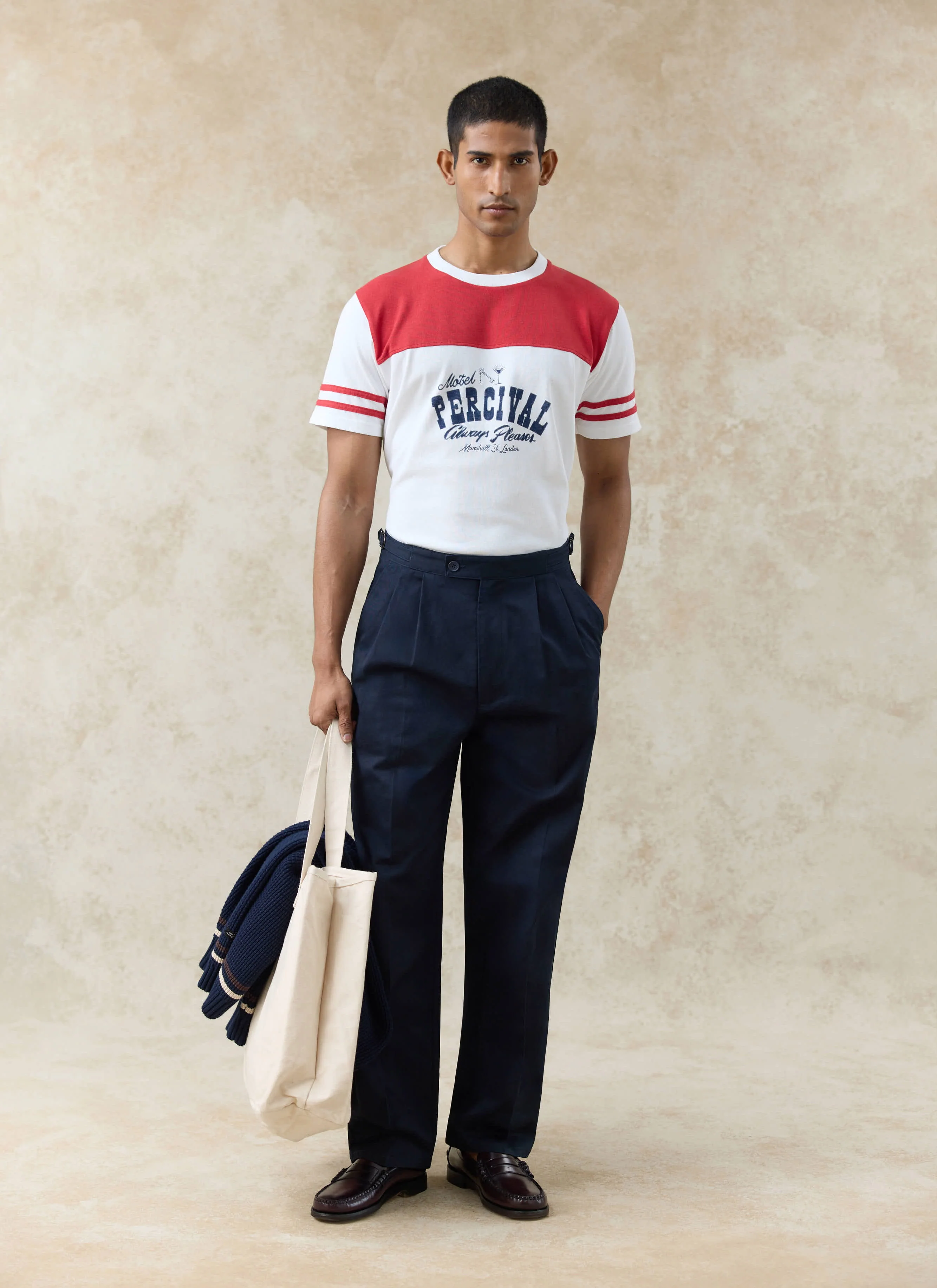 Motel Percival T Shirt | Organic Cotton | White and Red