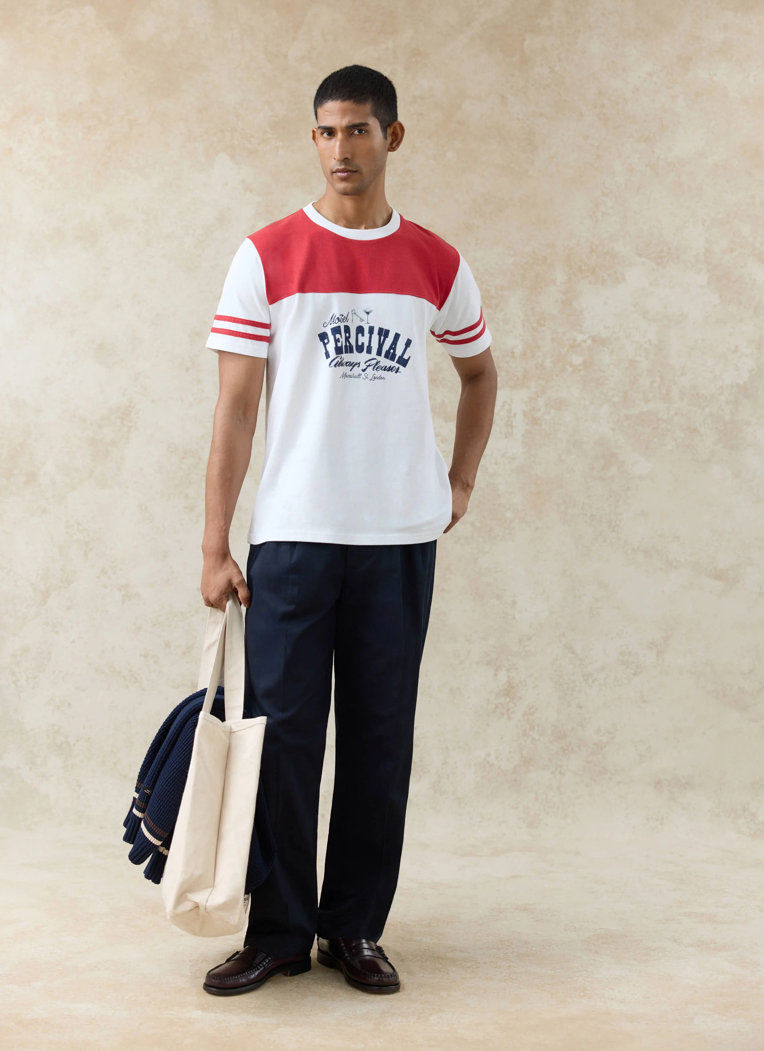 Motel Percival T Shirt | Organic Cotton | White and Red