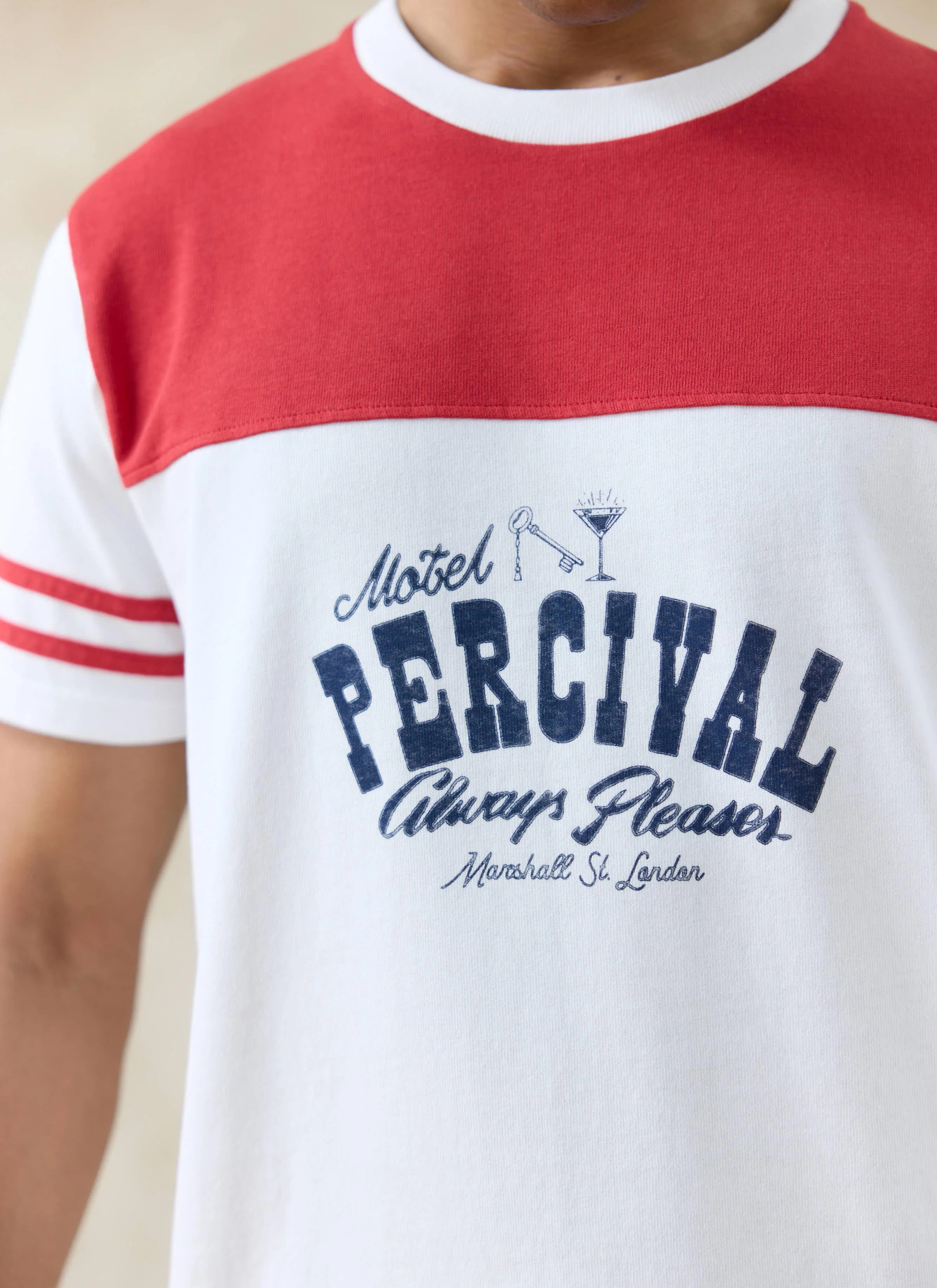 Motel Percival T Shirt | Organic Cotton | White and Red