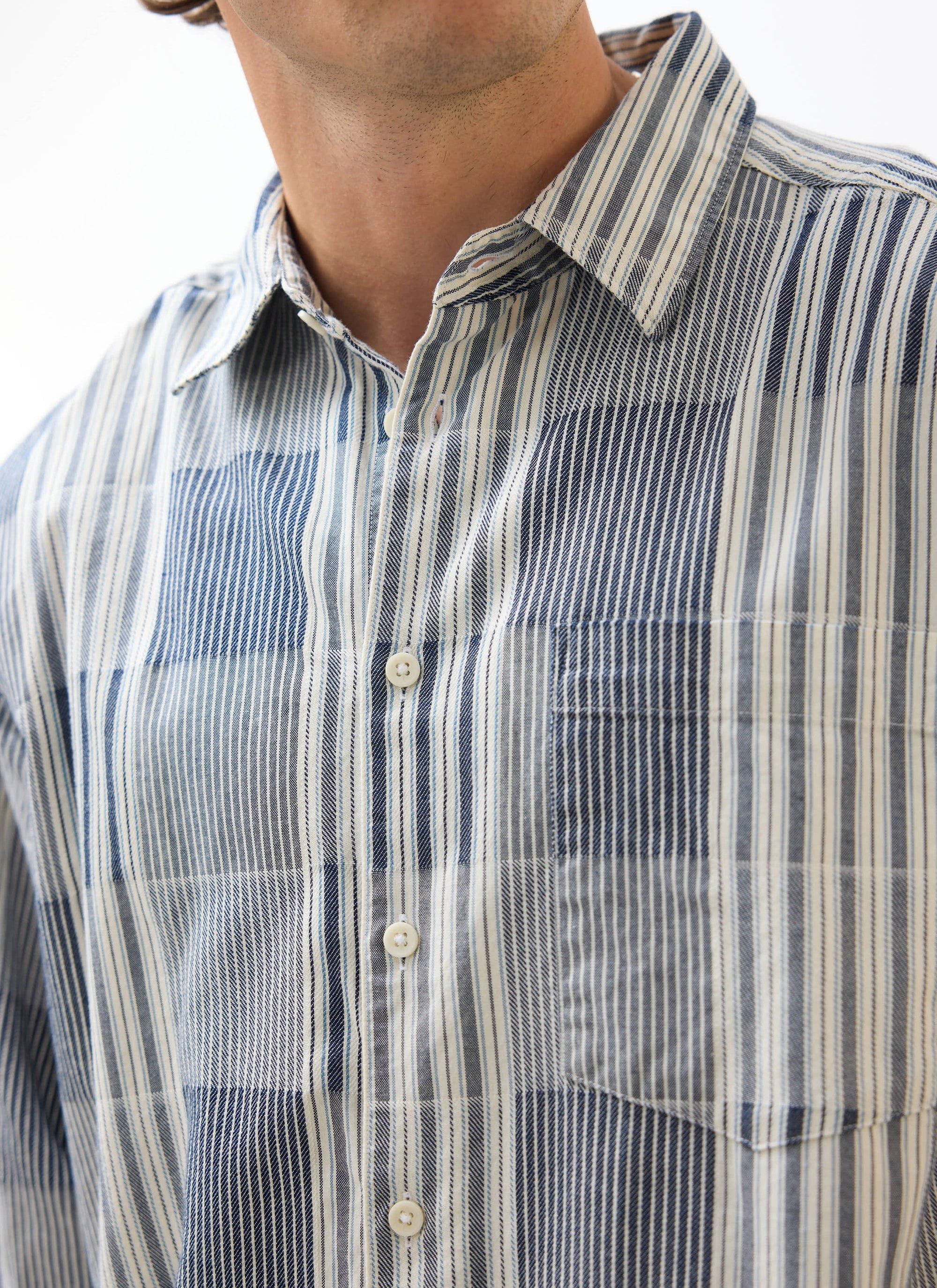 Epigraph Patchwork Pearce Shirt | Cotton | Blue