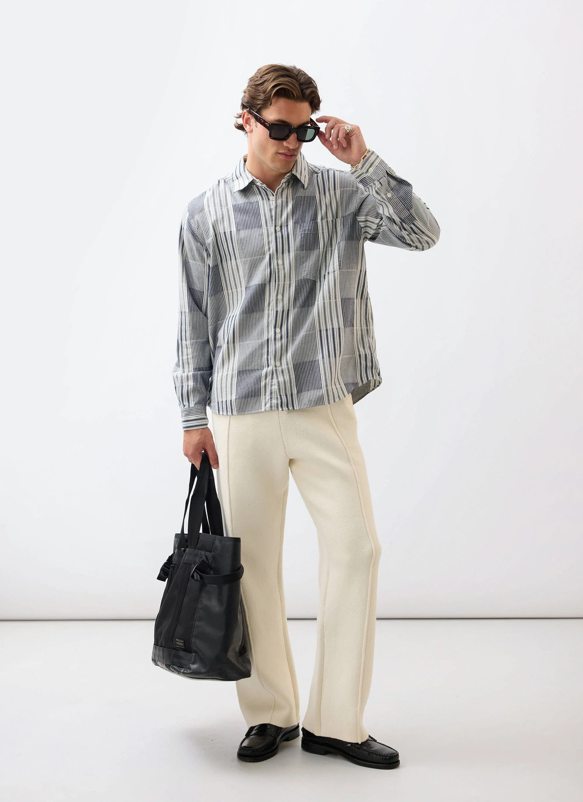 Epigraph Patchwork Pearce Shirt | Cotton | Blue