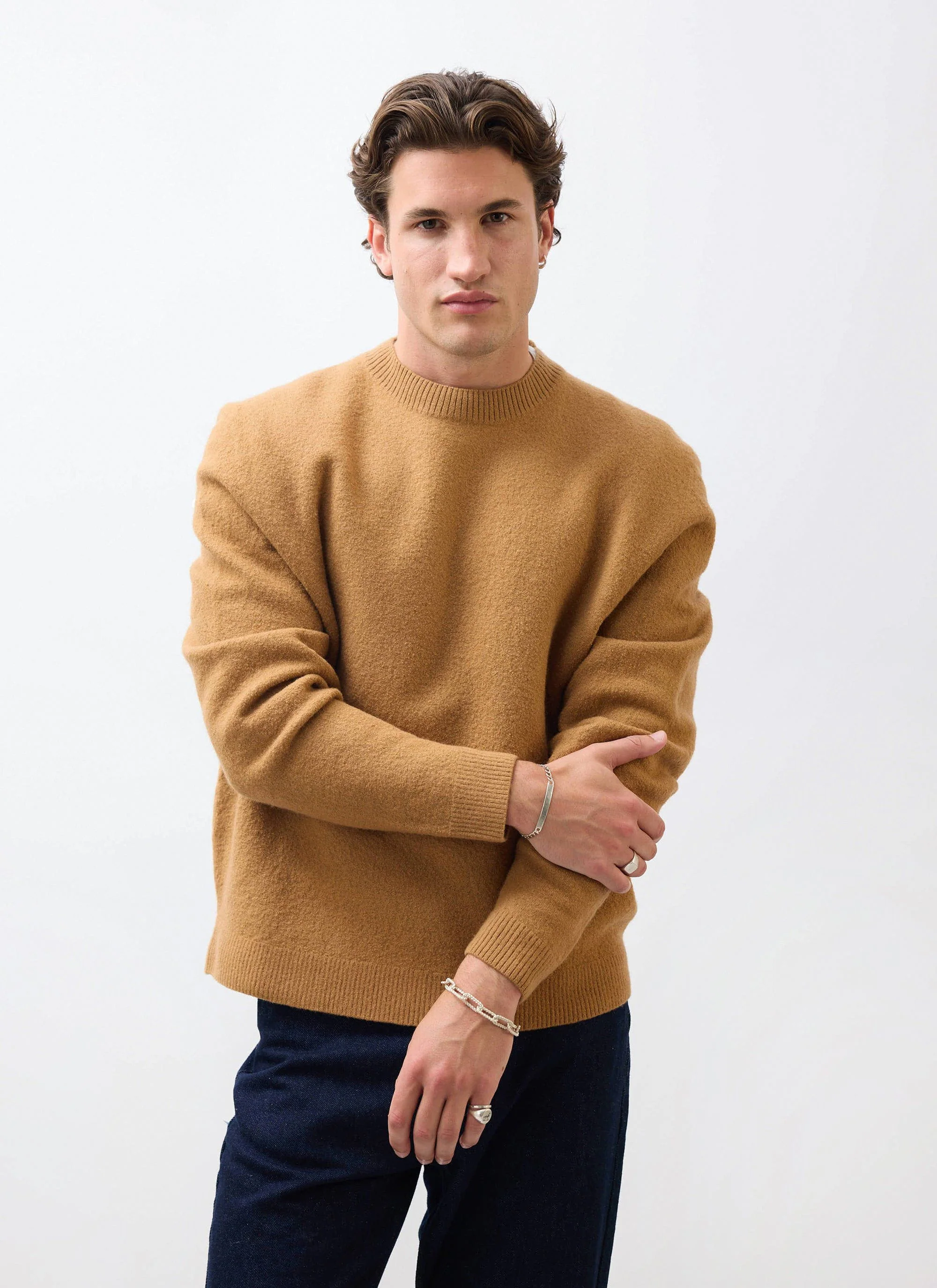 5323-felted-relaxed-jumper-wool-brown-1.webp Felted Relaxed Jumper | Wool | Brown
