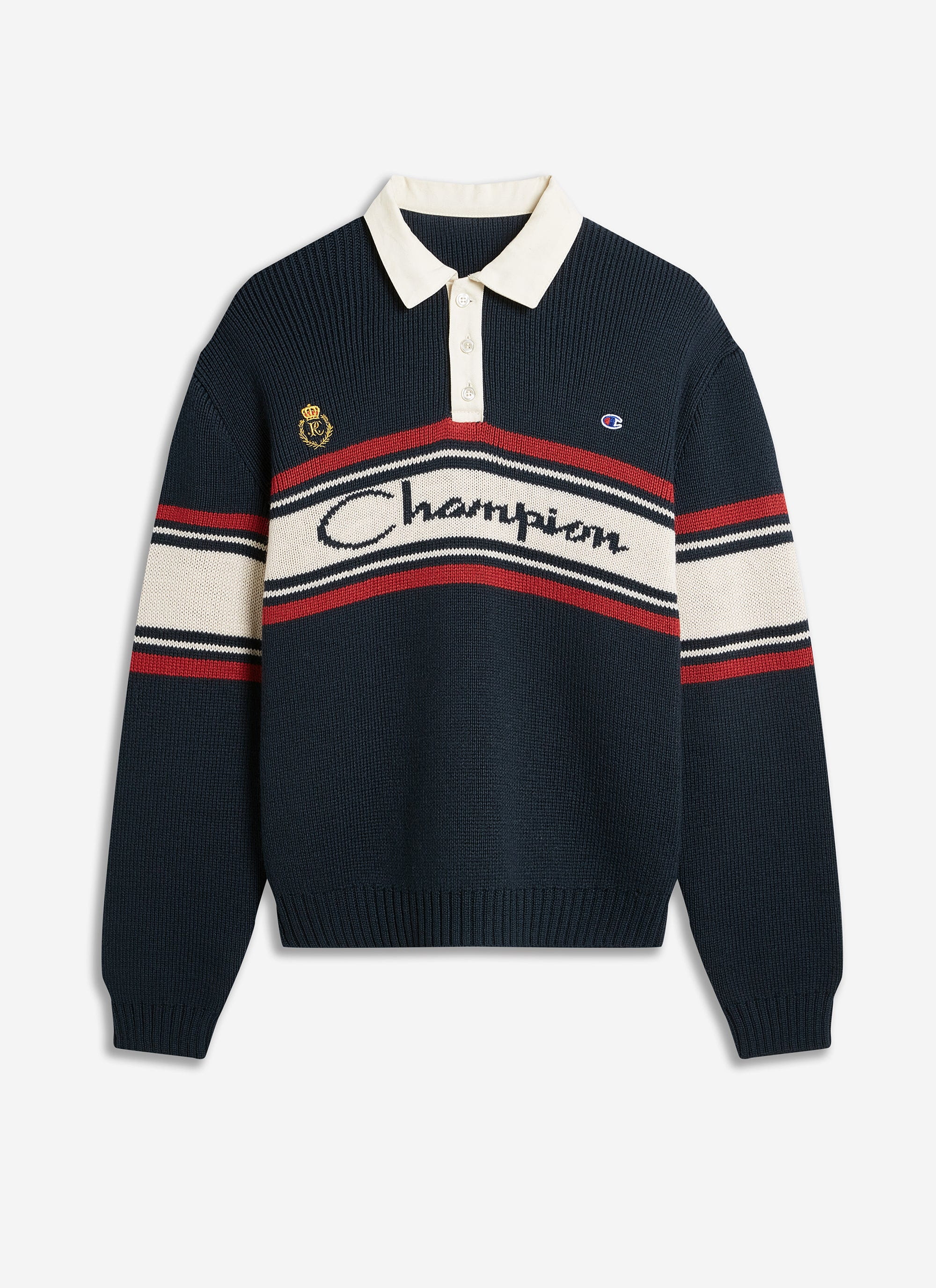 5368-jacquard-knitted-rugby-polo-shirt-champion-x-percival-navy-1.jpg Jacquard Knitted Rugby Polo Shirt | Champion x Percival | Navy