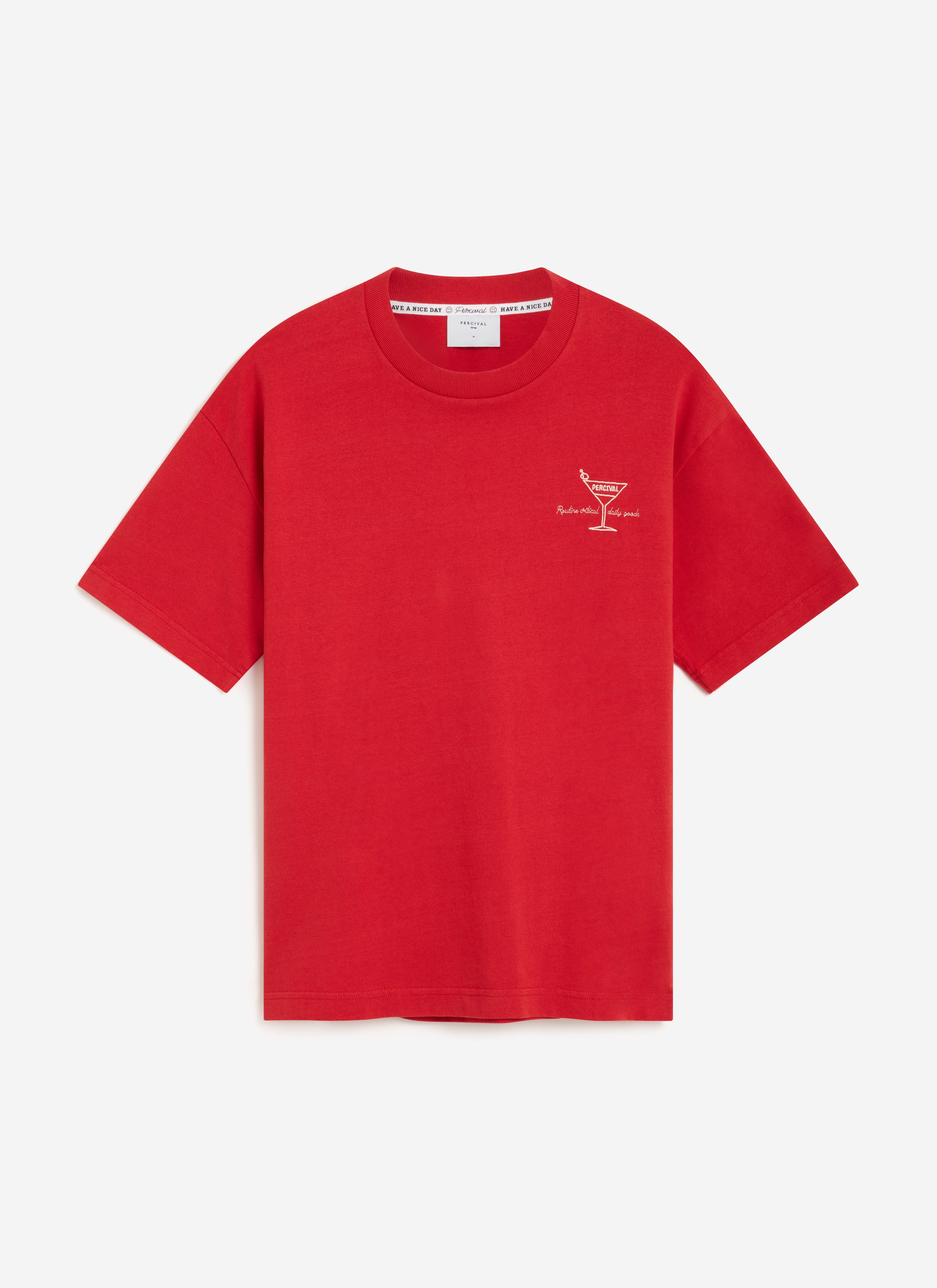 Martini Oversized T Shirt | Embroidered Organic Cotton | Red