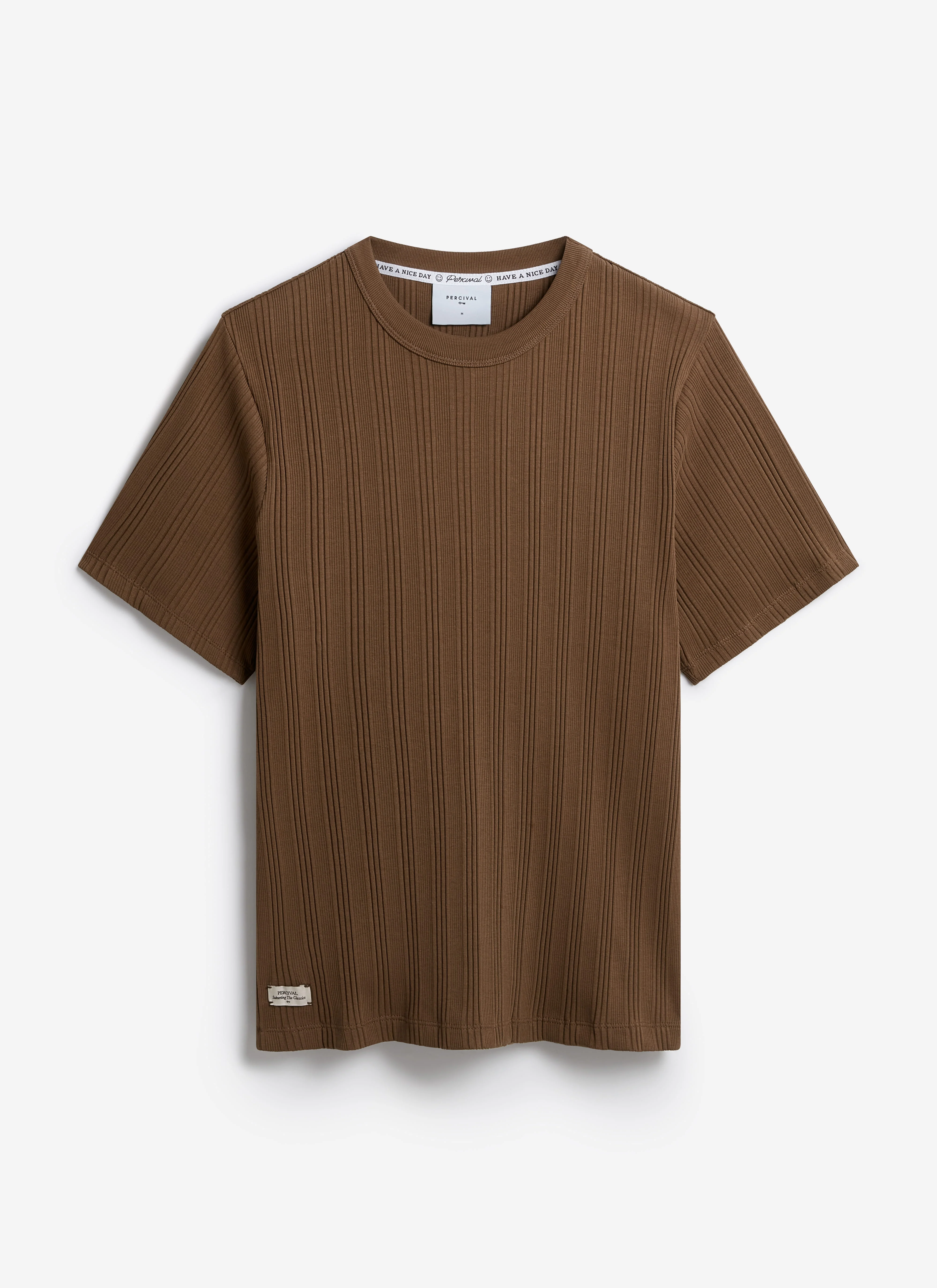 539-leon-slim-ribbed-t-shirt-cotton-brown-5.webp Leon Slim Ribbed T Shirt | Cotton | Brown