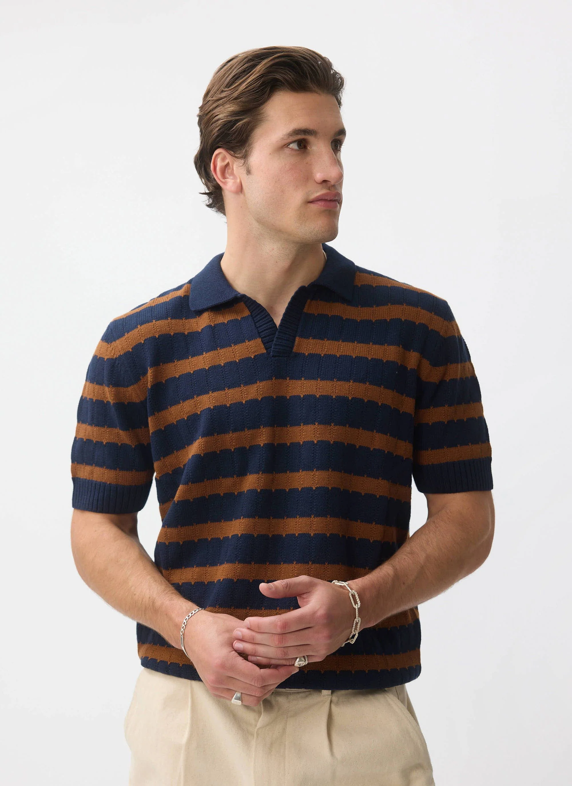 5392-stine-knitted-polo-cotton-brown-1.webp Stine Knitted Polo | Cotton | Brown