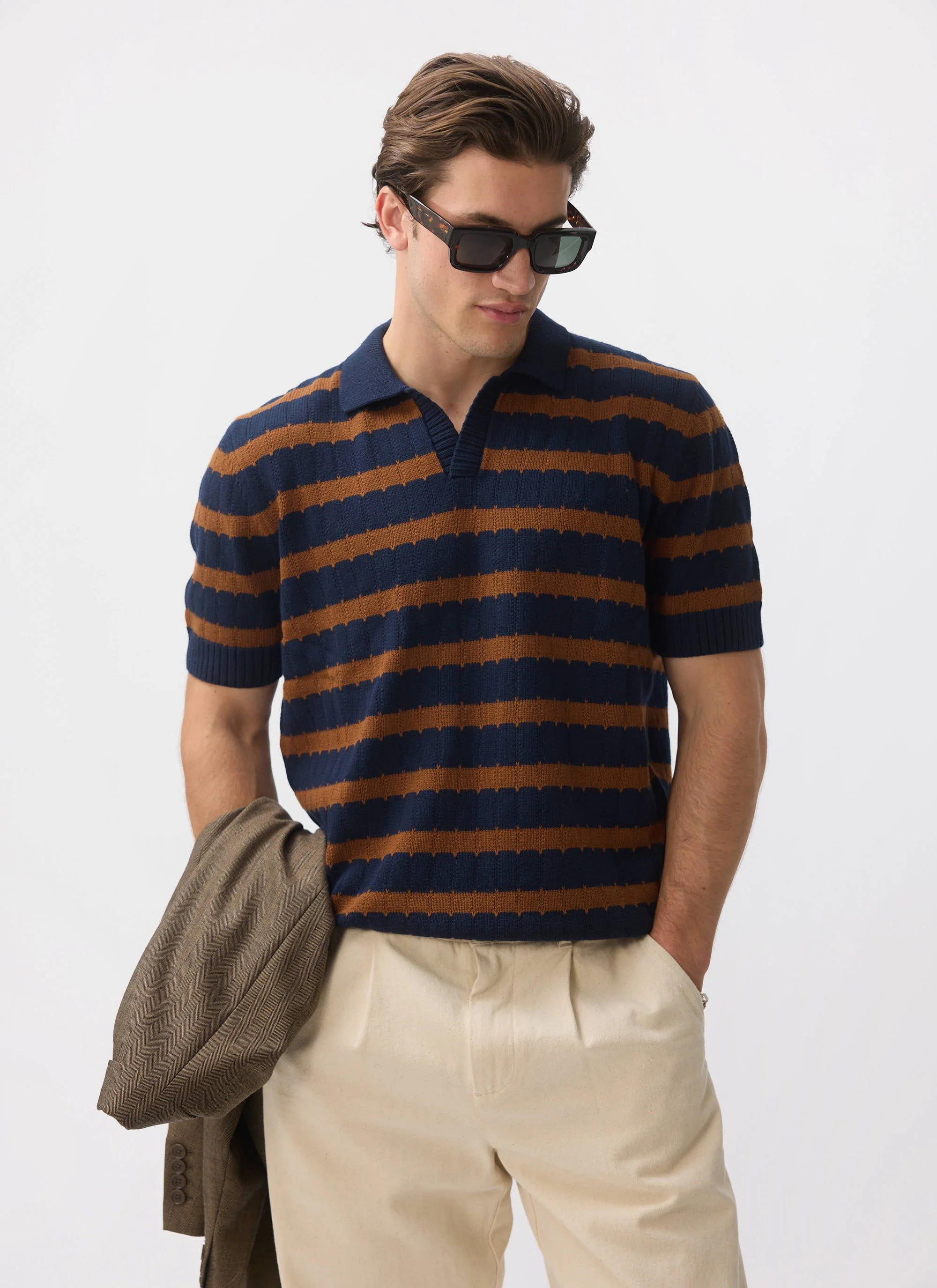 Stine Knitted Polo | Cotton | Brown