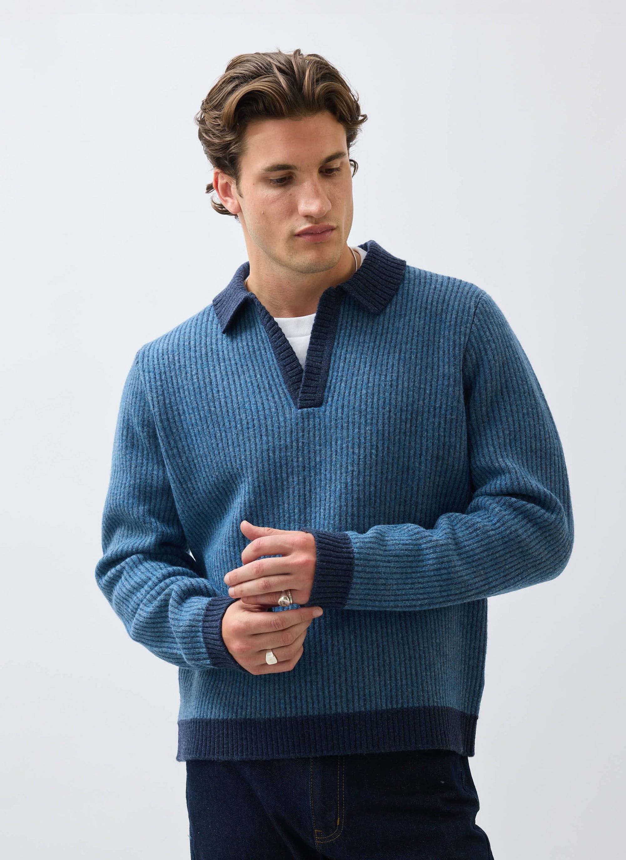 5406-picnic-polo-two-toned-wool-navy-3.jpg Picnic Polo | Two Toned Wool | Navy