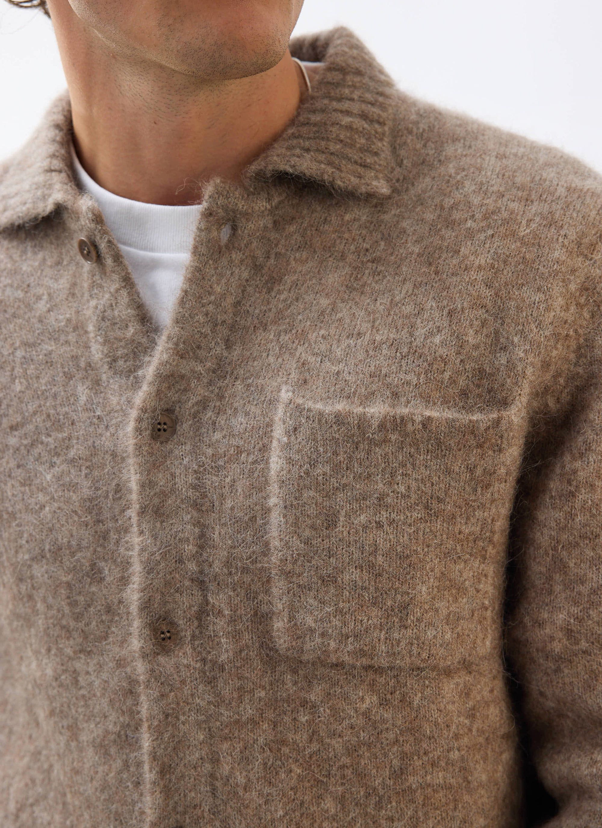 Novel Collared Cardigan | Wool | Oak