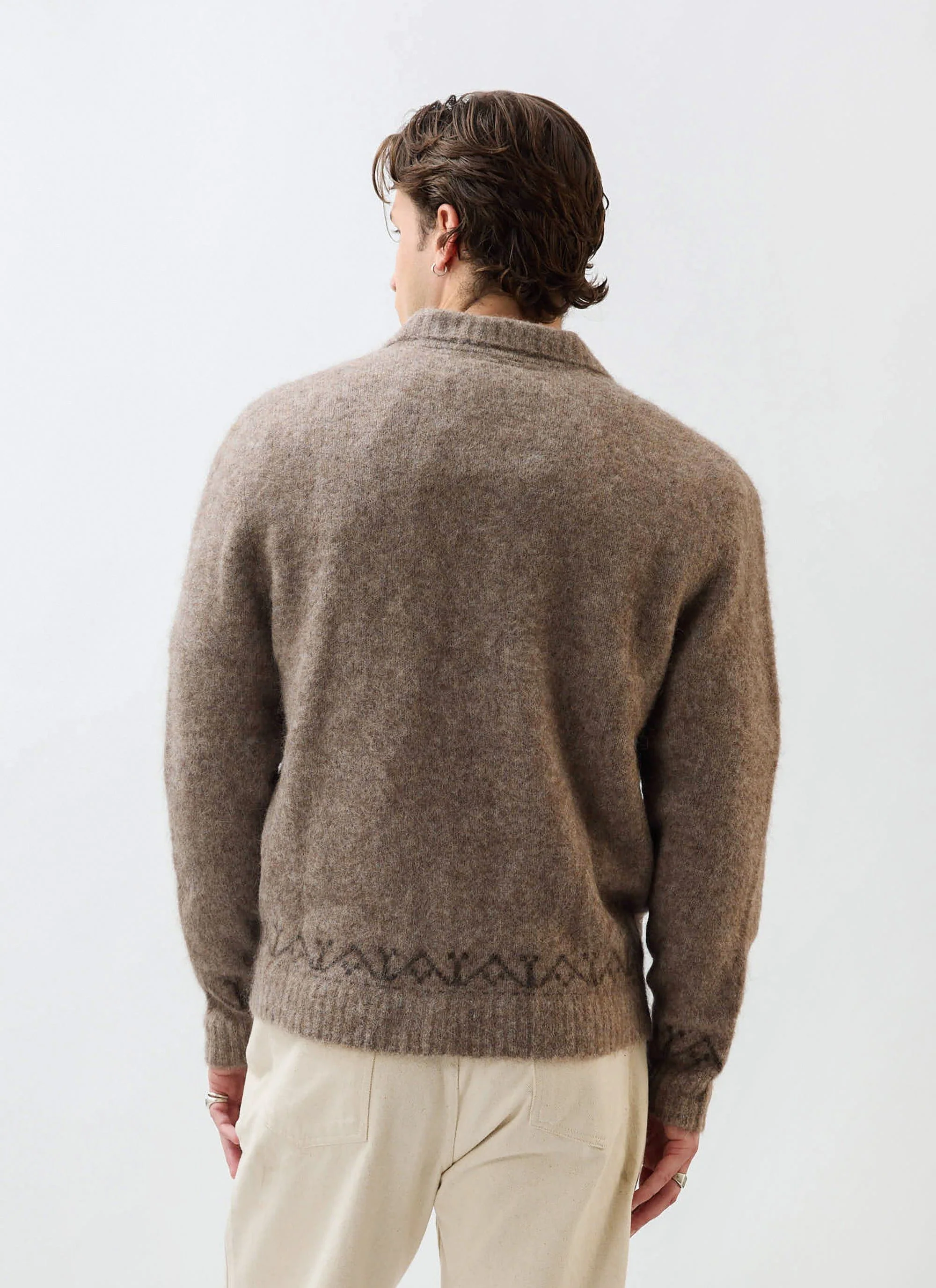 Novel Collared Cardigan | Wool | Oak