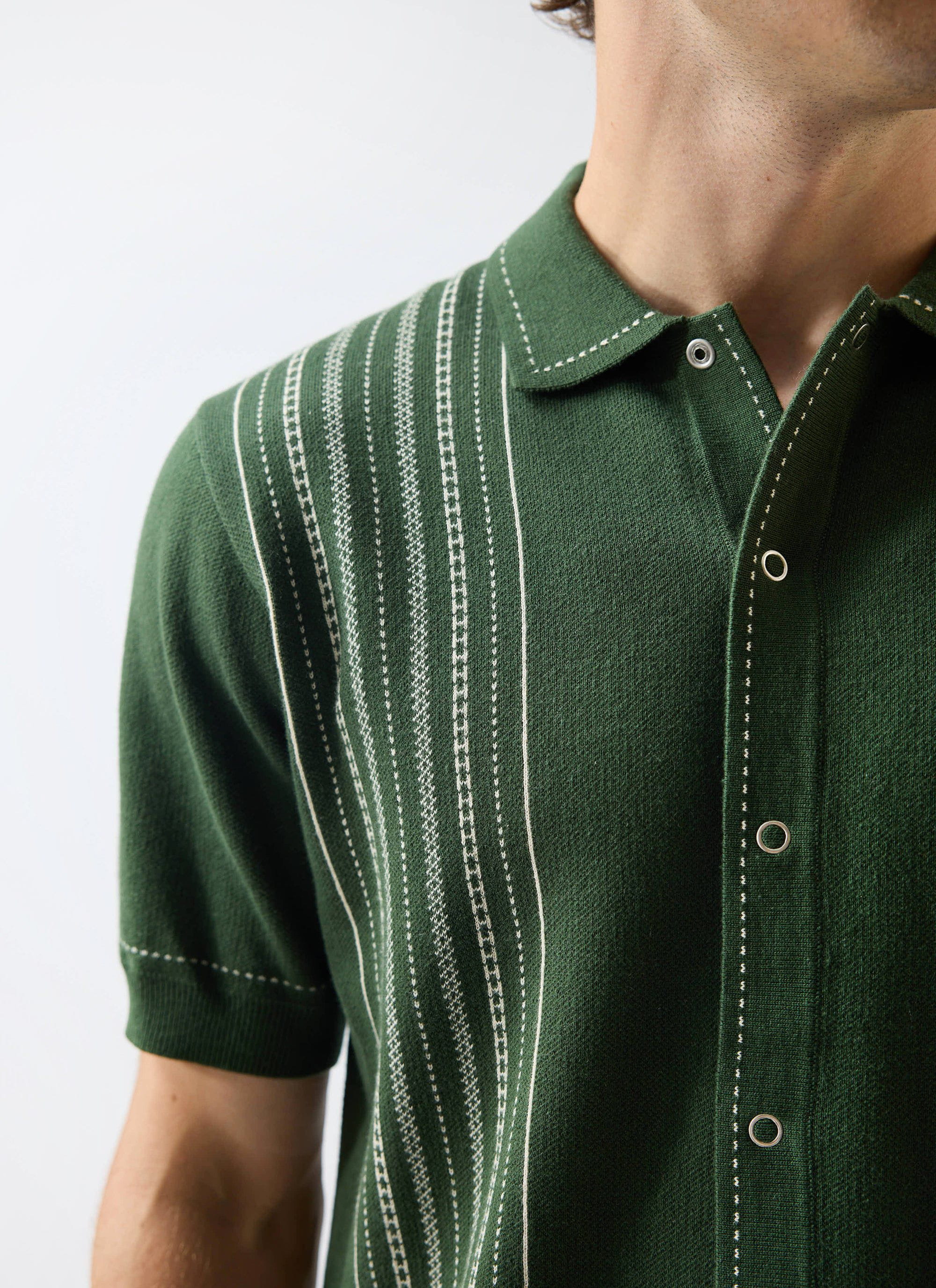 5449-accolades-knitted-short-sleeve-shirt-cotton-forest-green-2.jpg Accolades Knitted Short Sleeve Shirt | Cotton | Forest Green