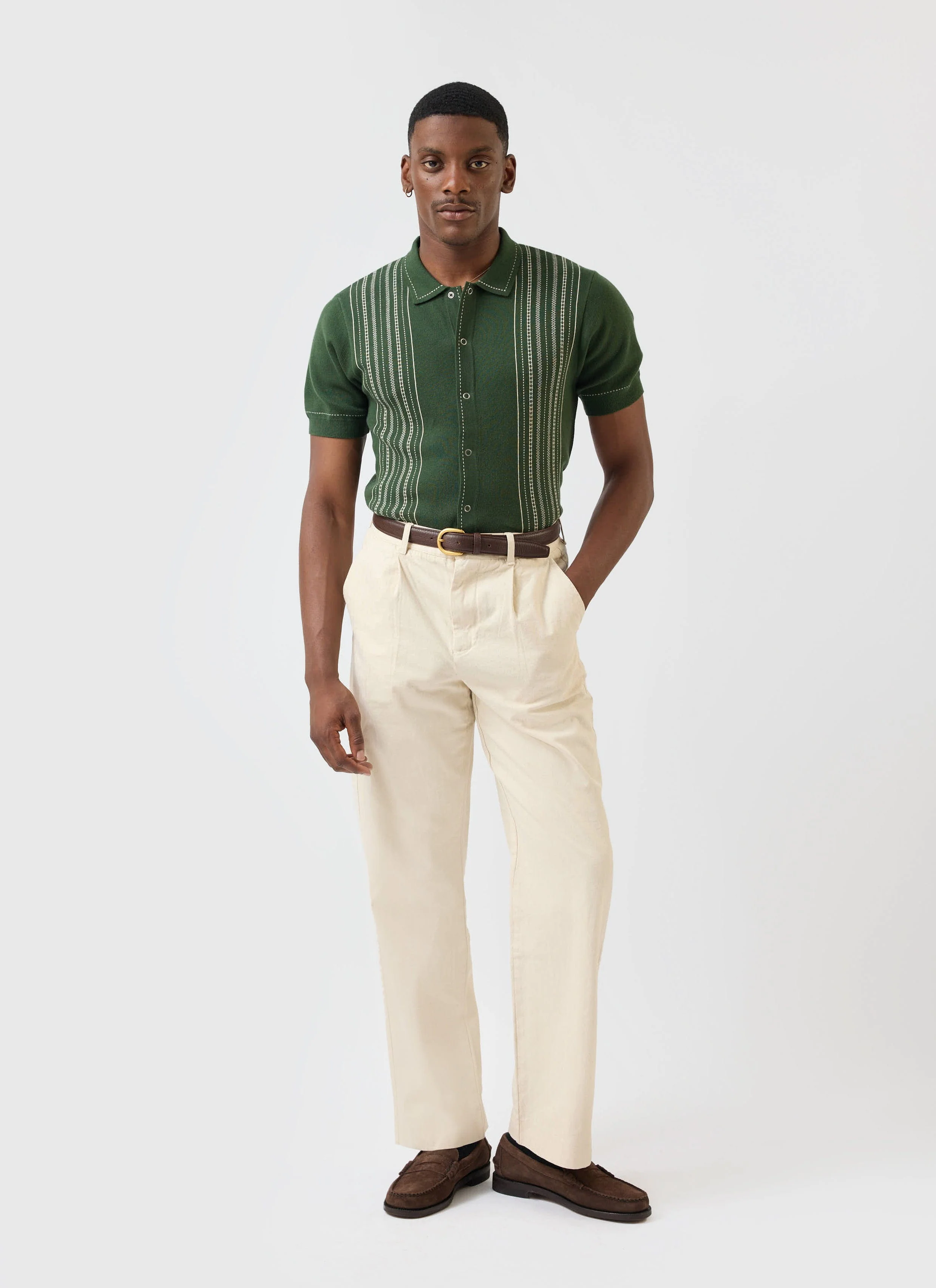 5449-accolades-knitted-short-sleeve-shirt-cotton-forest-green-5.webp Accolades Knitted Short Sleeve Shirt | Cotton | Forest Green