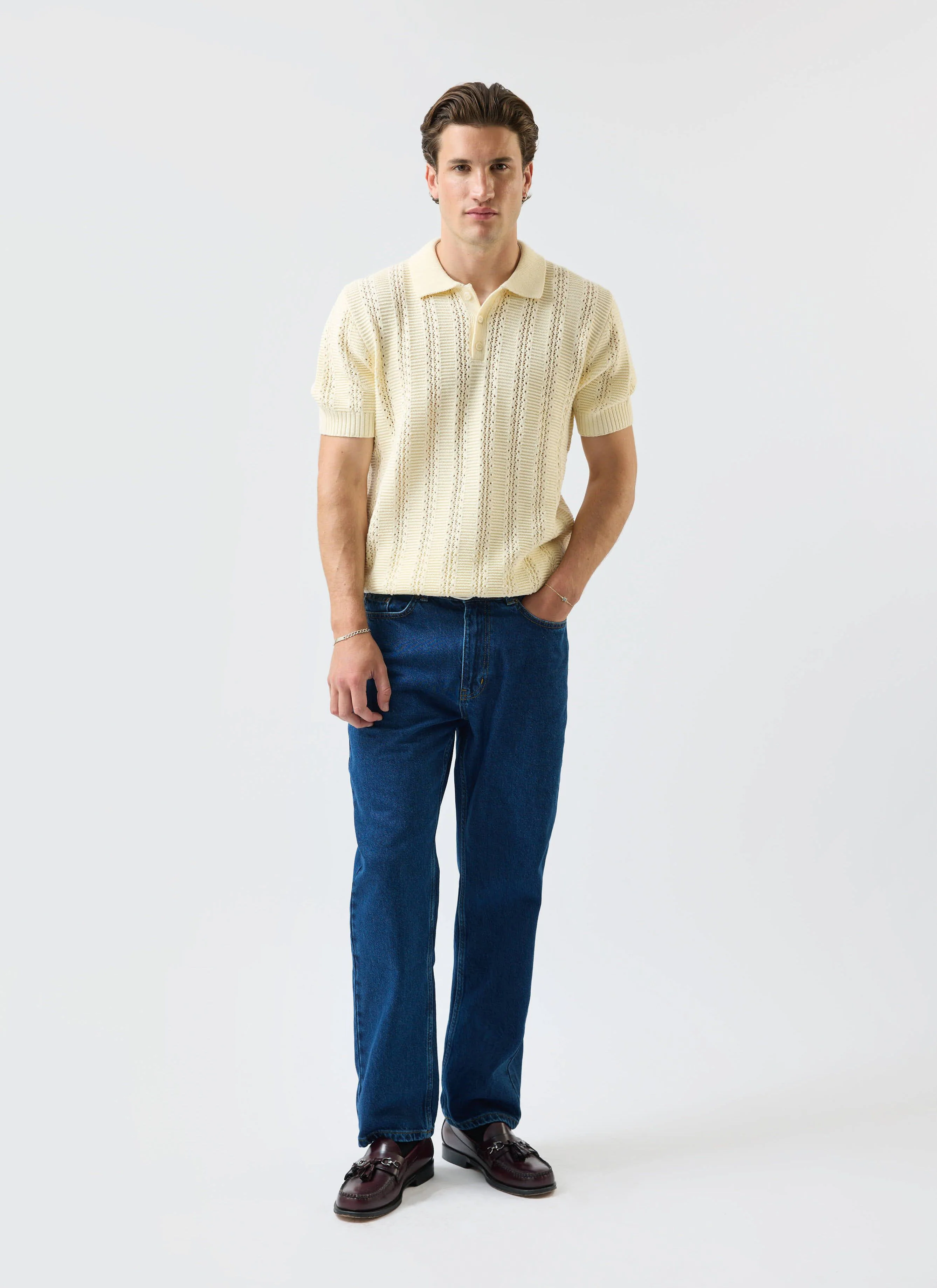 5477-addendum-knitted-polo-shirt-cotton-ecru-cream-3.webp Addendum Knitted Polo Shirt | Cotton | Ecru Cream