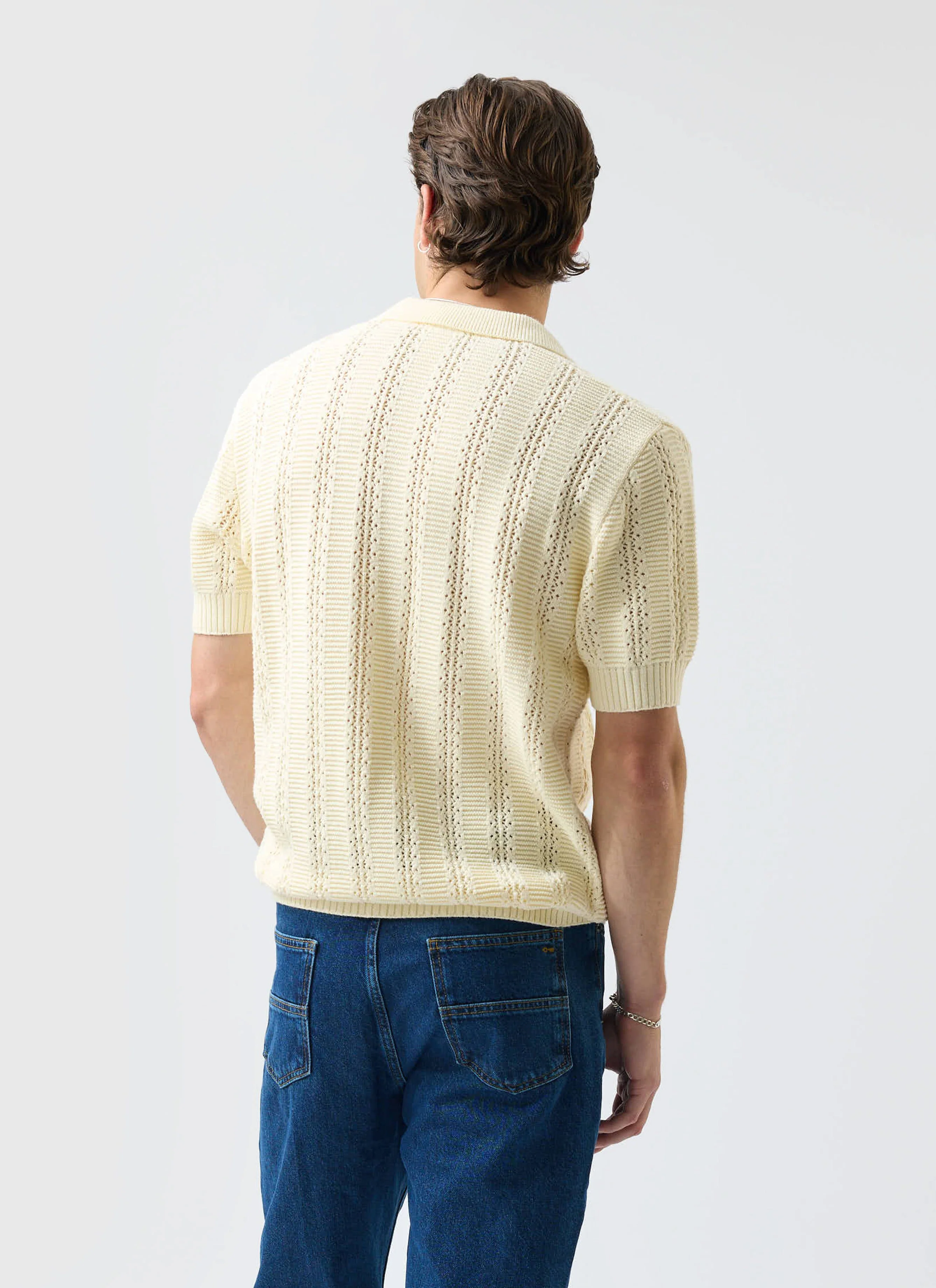 5477-addendum-knitted-polo-shirt-cotton-ecru-cream-4.webp Addendum Knitted Polo Shirt | Cotton | Ecru Cream