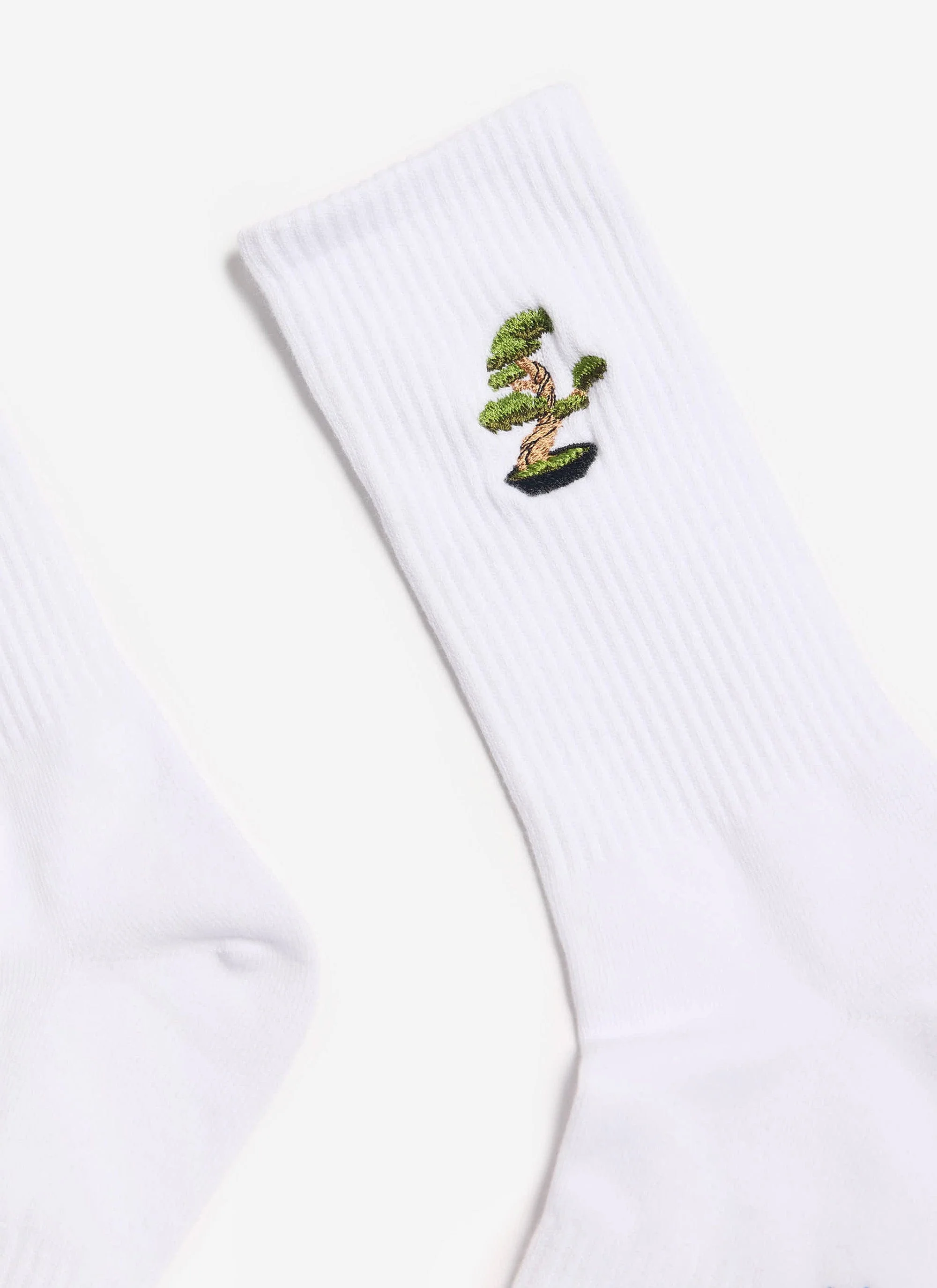 Bonsai Embroidered Socks | White
