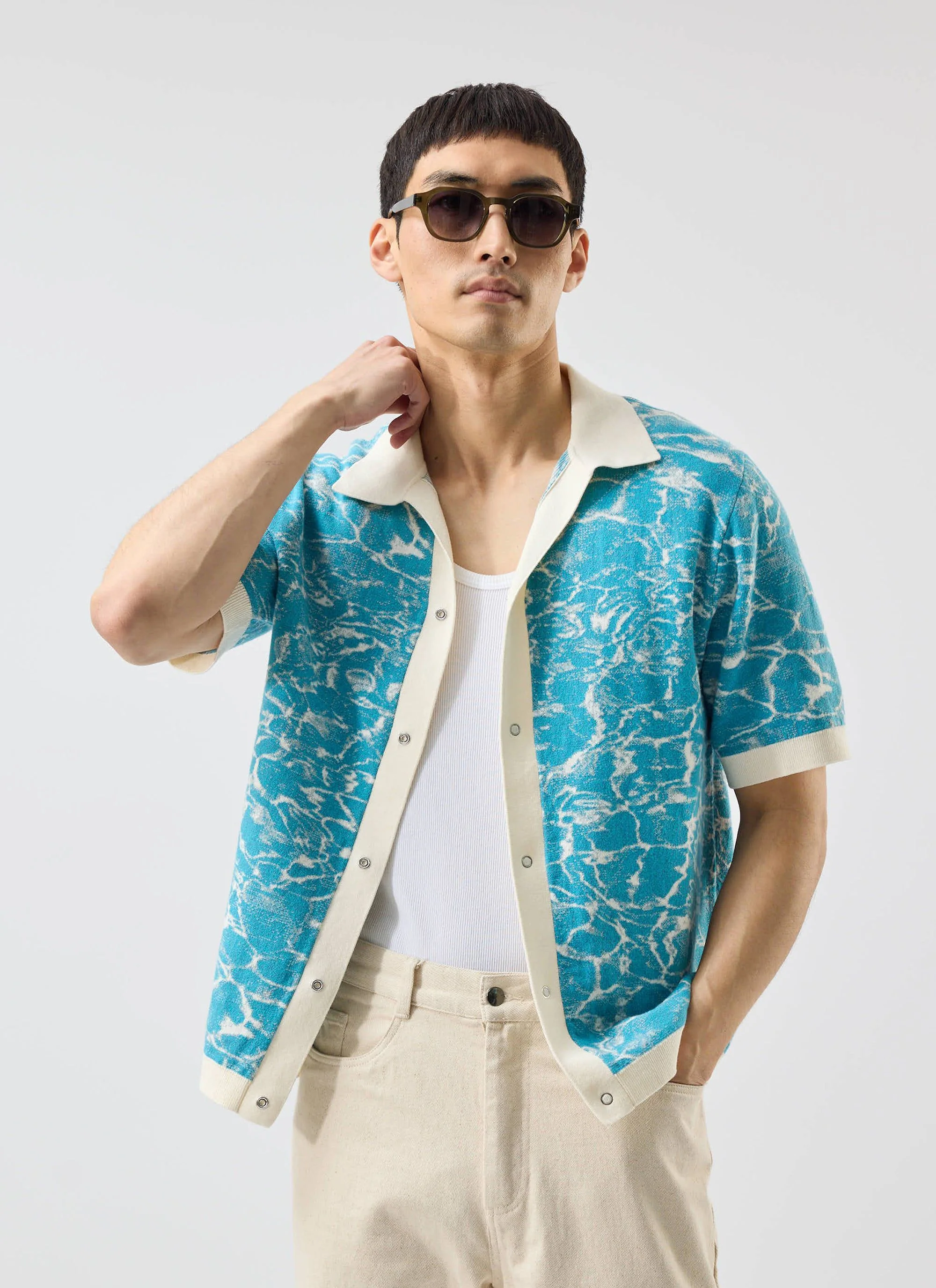 5522-farraris-negroni-knitted-shirt-cotton-blue-with-white-1.webp Farraris Negroni Knitted Shirt | Cotton | Blue with White