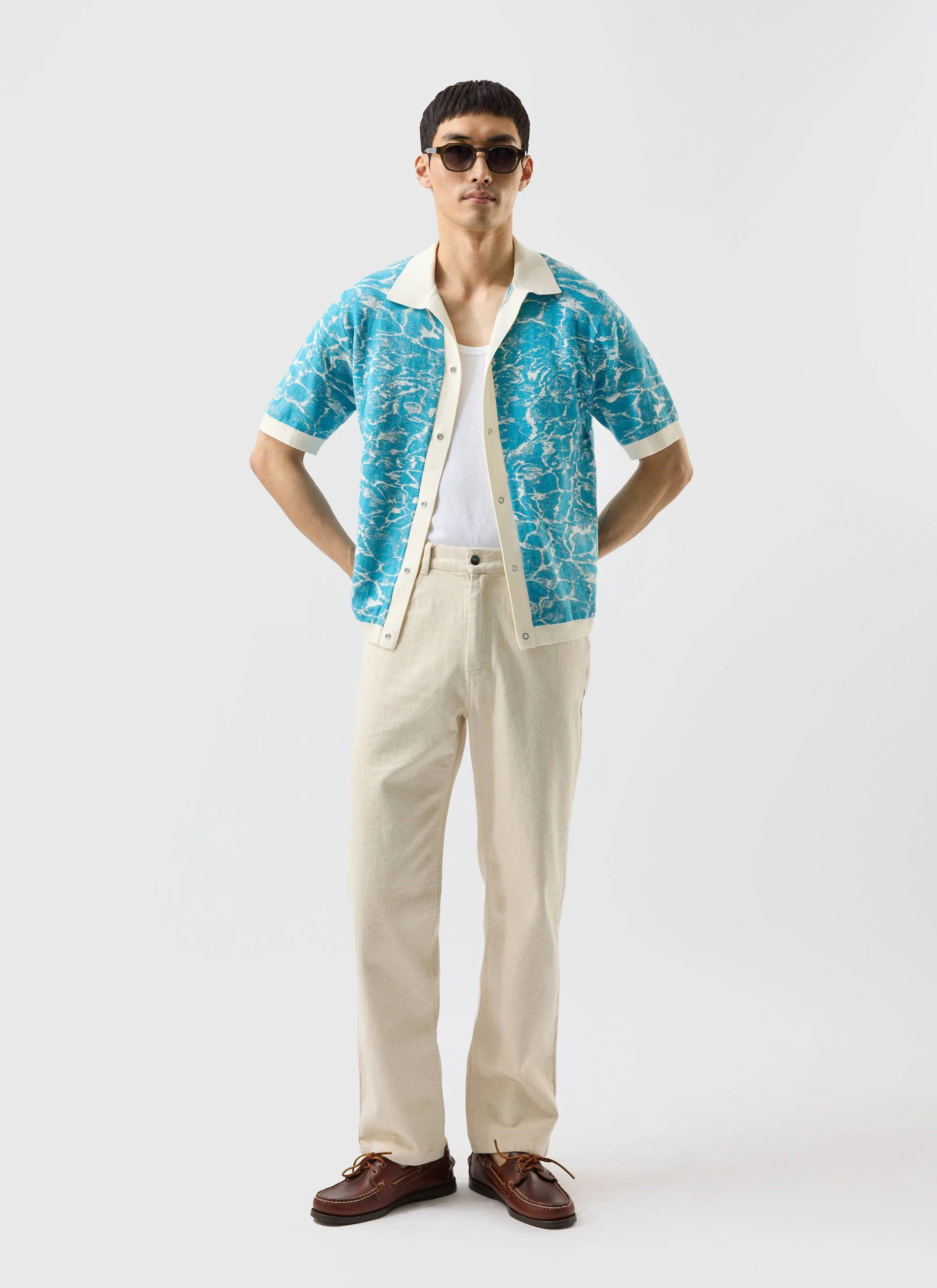 5522-farraris-negroni-knitted-shirt-cotton-blue-with-white-2.webp Farraris Negroni Knitted Shirt | Cotton | Blue with White