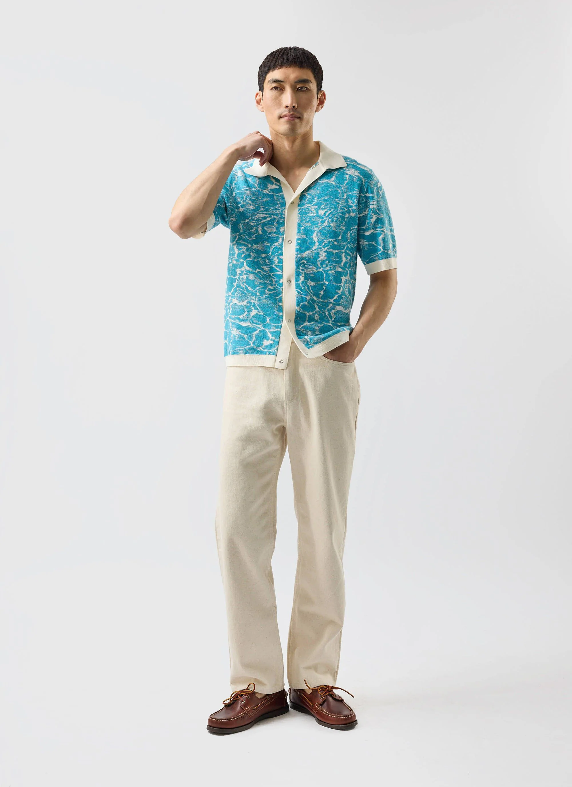 5522-farraris-negroni-knitted-shirt-cotton-blue-with-white-3.webp Farraris Negroni Knitted Shirt | Cotton | Blue with White