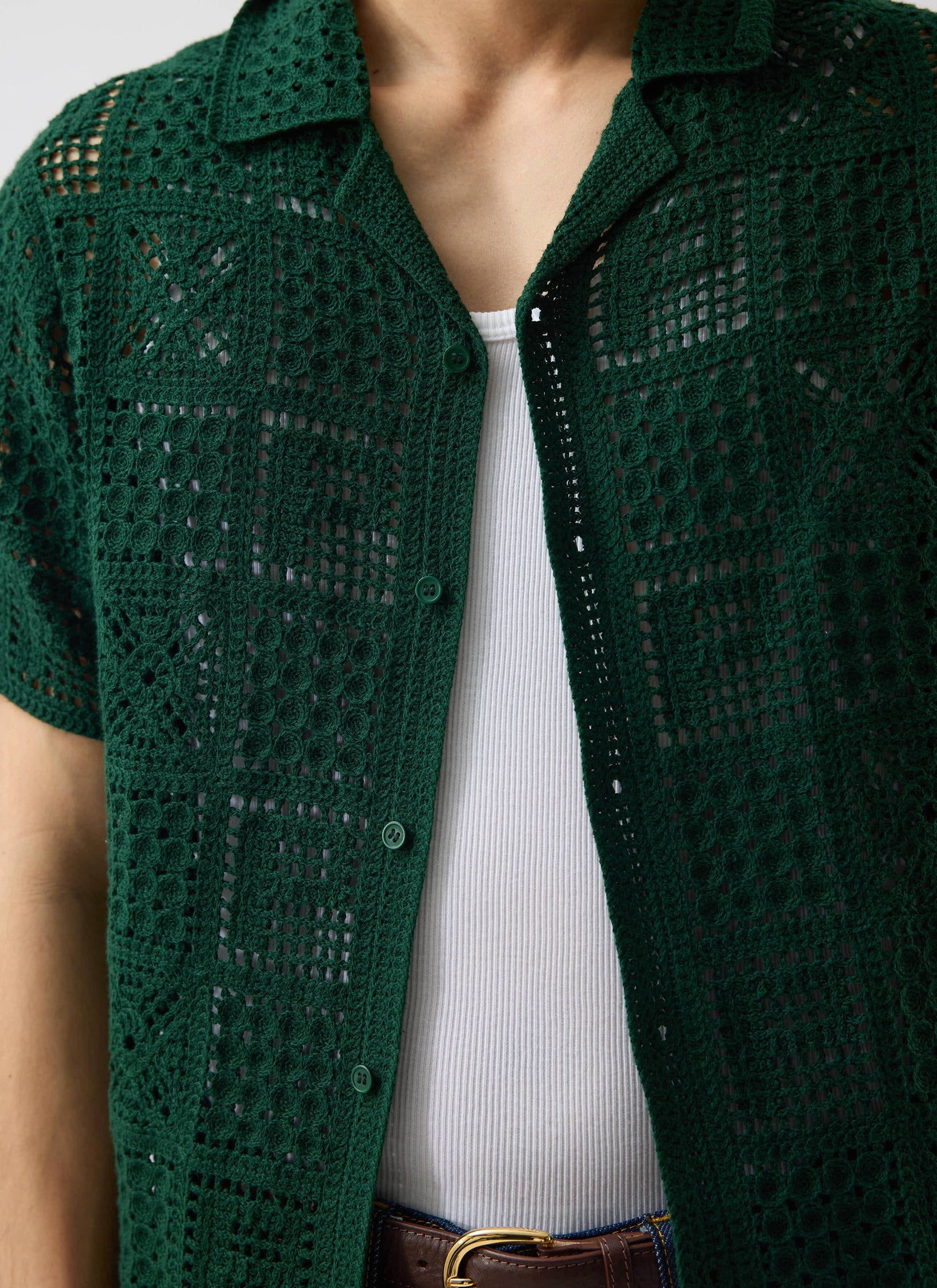 5536-crochet-groundsman-shirt-cotton-forest-4.jpg Crochet Groundsman Shirt | Cotton | Forest