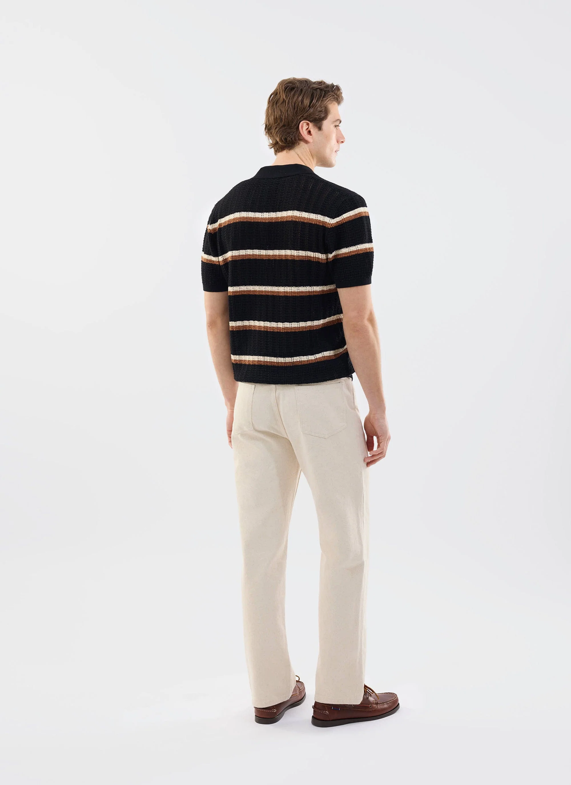 5557-tessaro-knitted-stripe-polo-cotton-black-3.webp Tessaro Knitted Stripe Polo | Cotton | Black