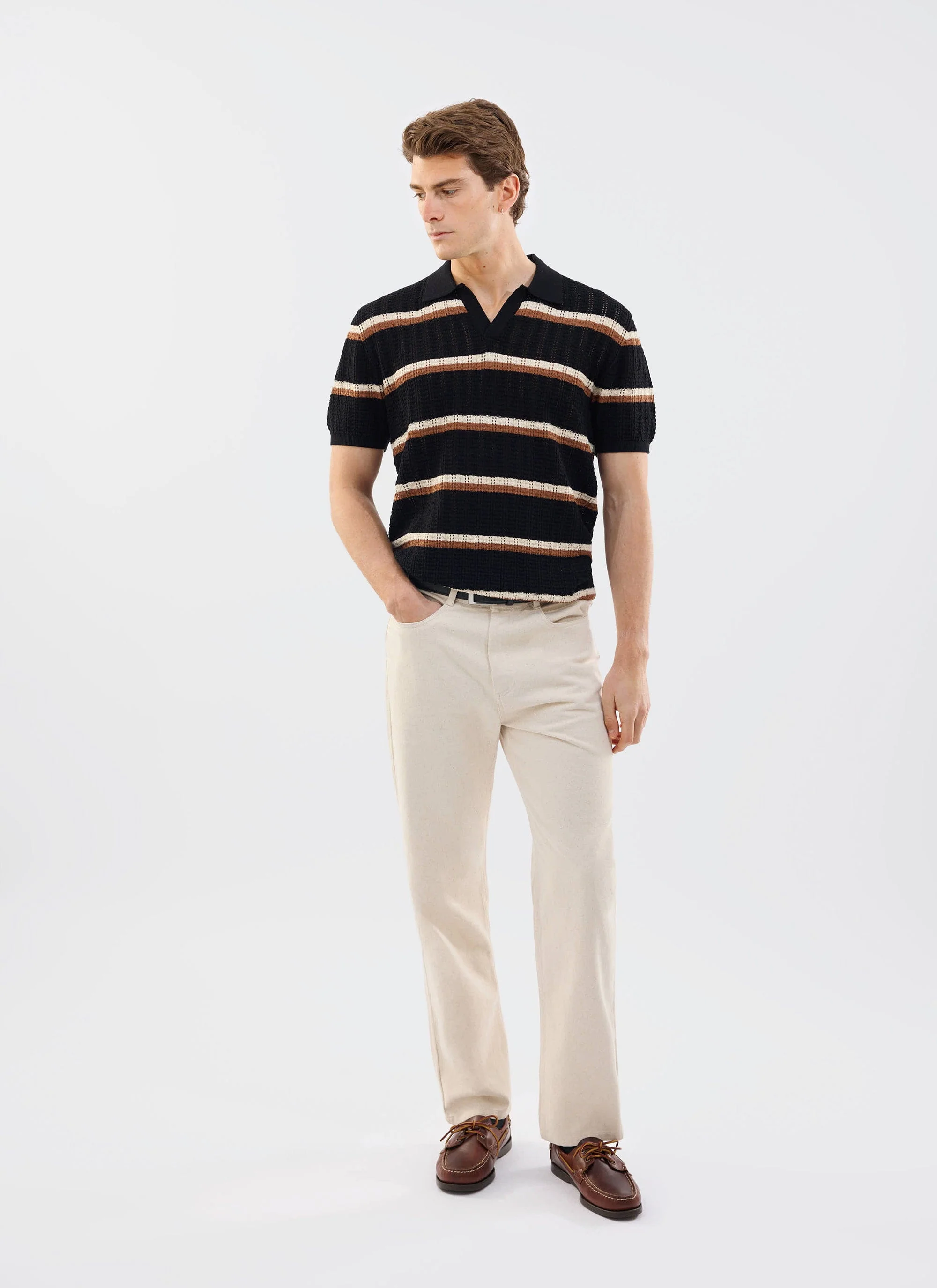 5557-tessaro-knitted-stripe-polo-cotton-black-6.webp Tessaro Knitted Stripe Polo | Cotton | Black