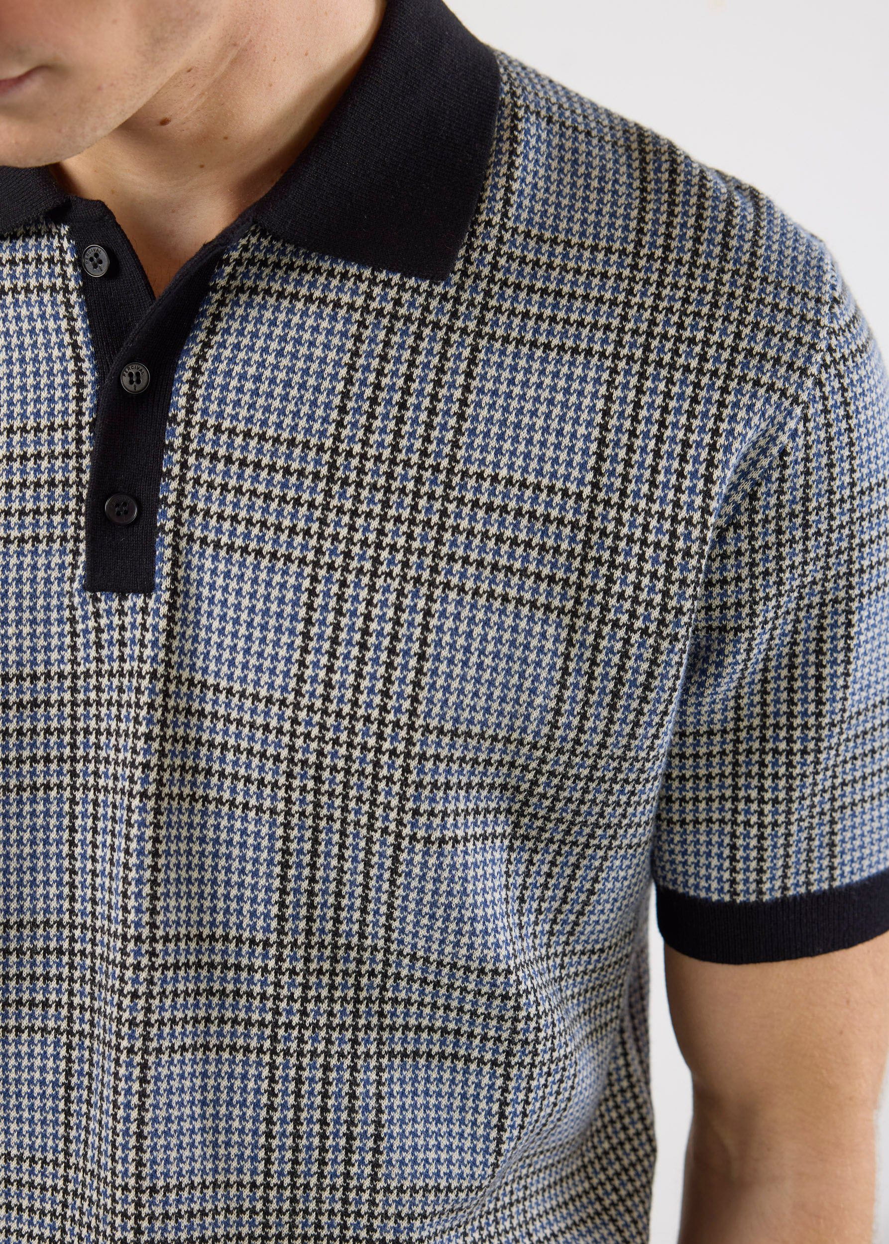 5578-casa-martini-knitted-polo-puppytooth-cotton-navy-1.jpg Casa Martini Knitted Polo | Puppytooth Cotton | Navy