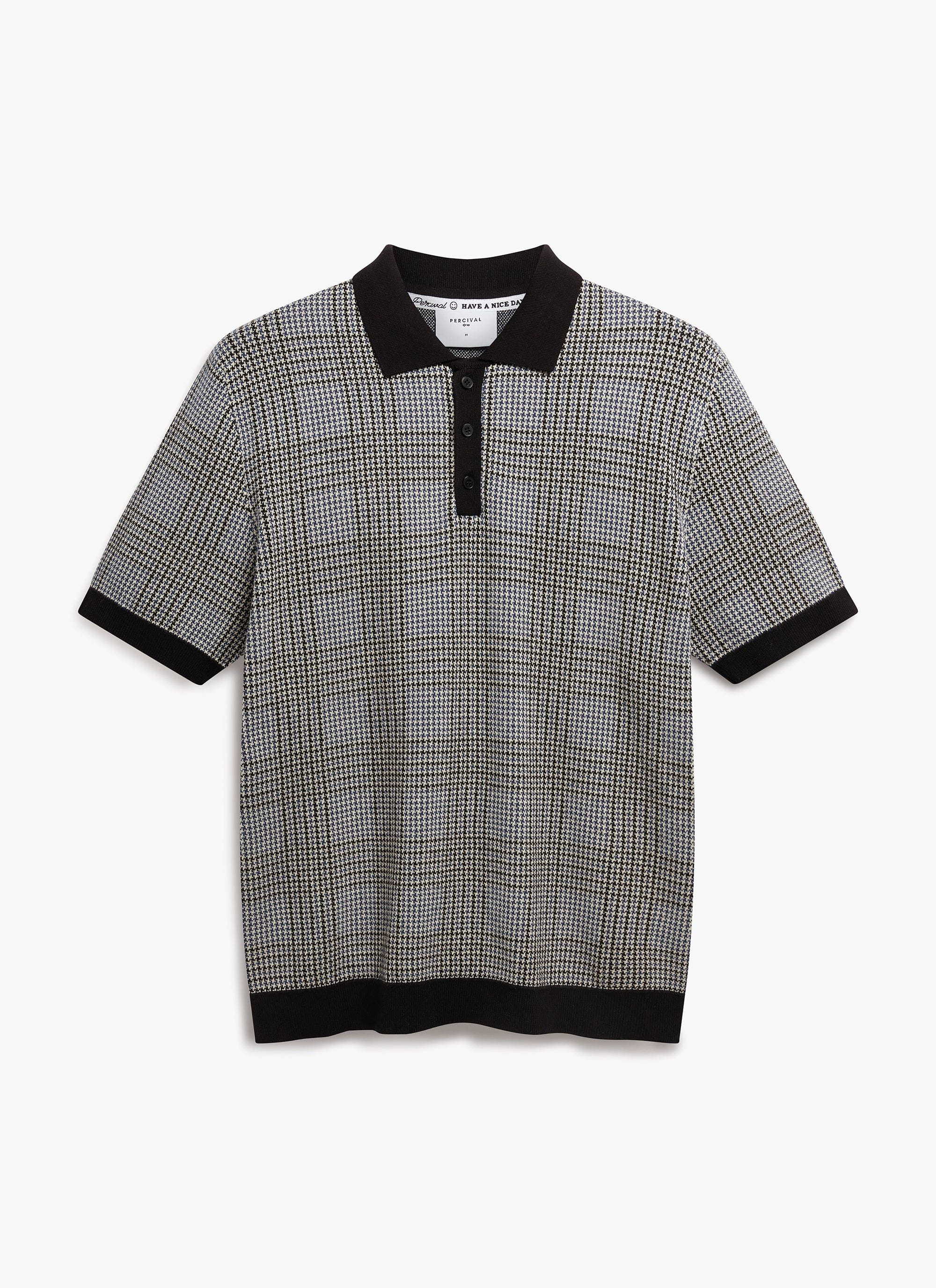 Casa Martini Knitted Polo | Puppytooth Cotton | Navy