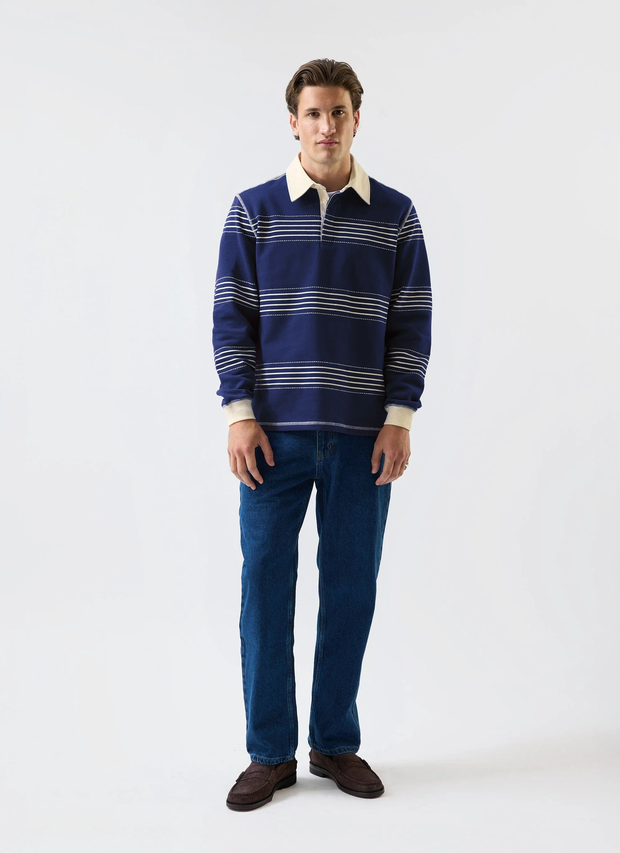 5613-editor-striped-rugby-polo-shirt-cotton-navy-4.webp Editor Striped Rugby Polo Shirt | Cotton | Navy