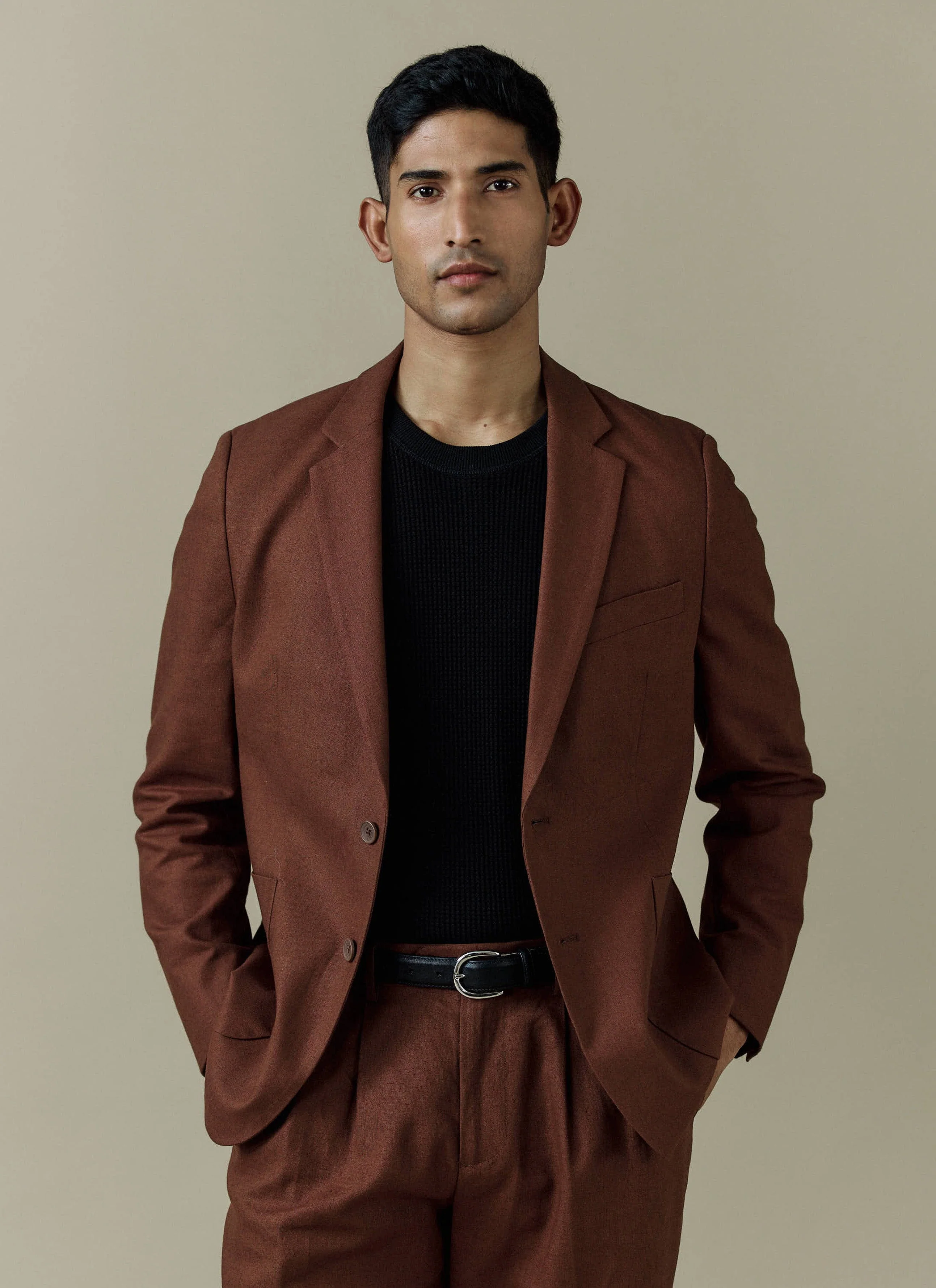 Tailored Linen Blazer | Brown