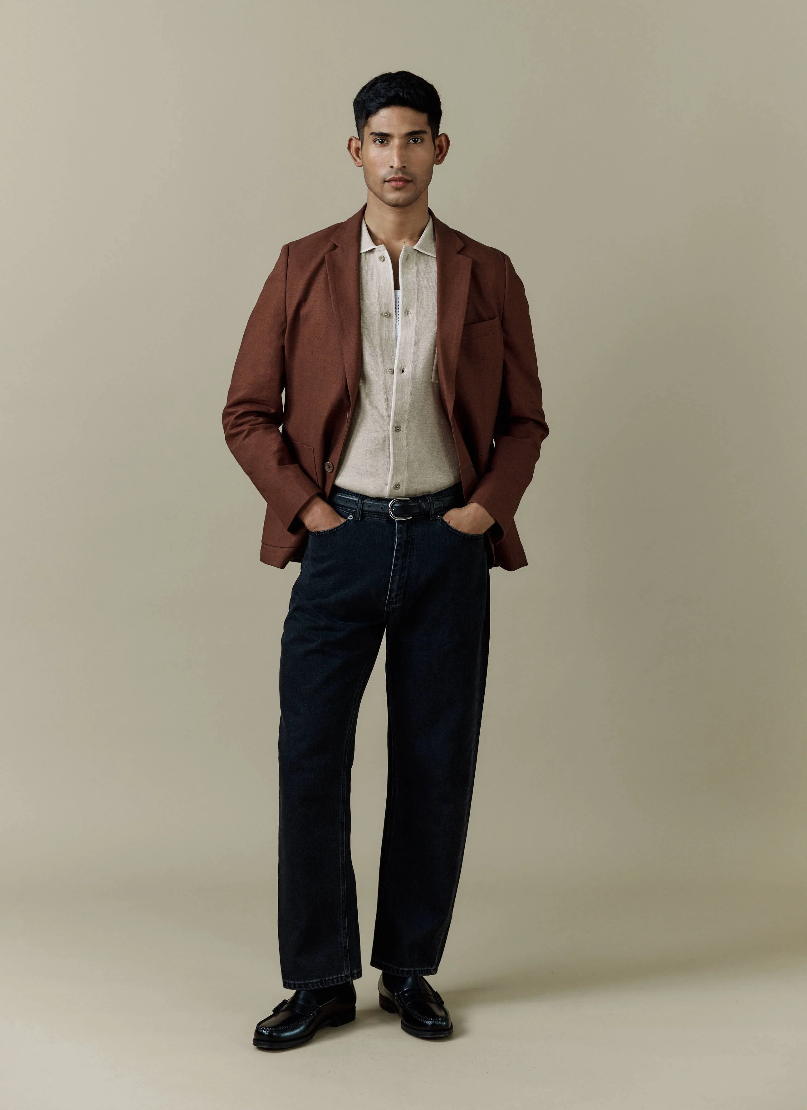 Tailored Linen Blazer | Brown