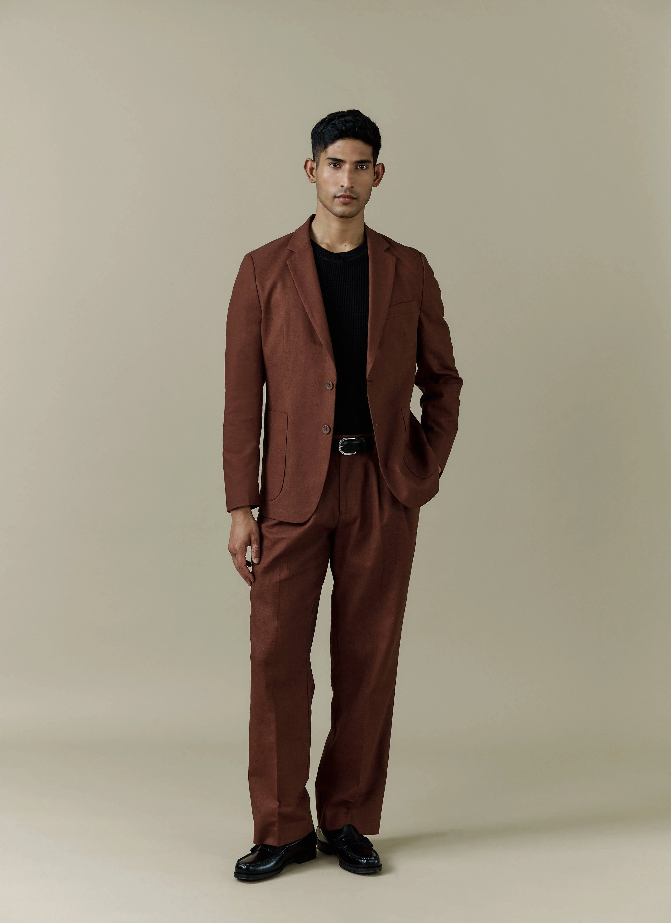 Tailored Linen Blazer | Brown